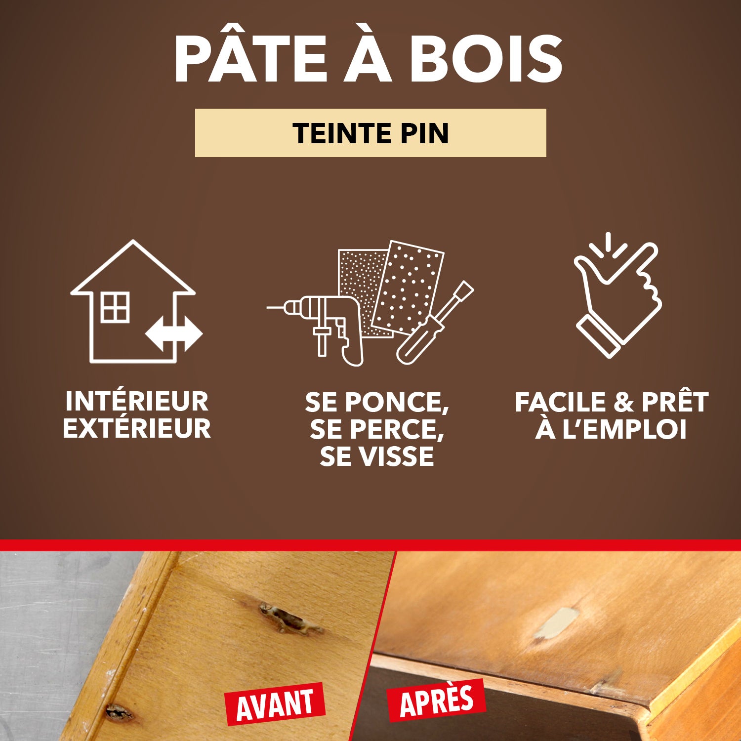 SINTO - Pâte à bois tradition 550ml Chêne clair