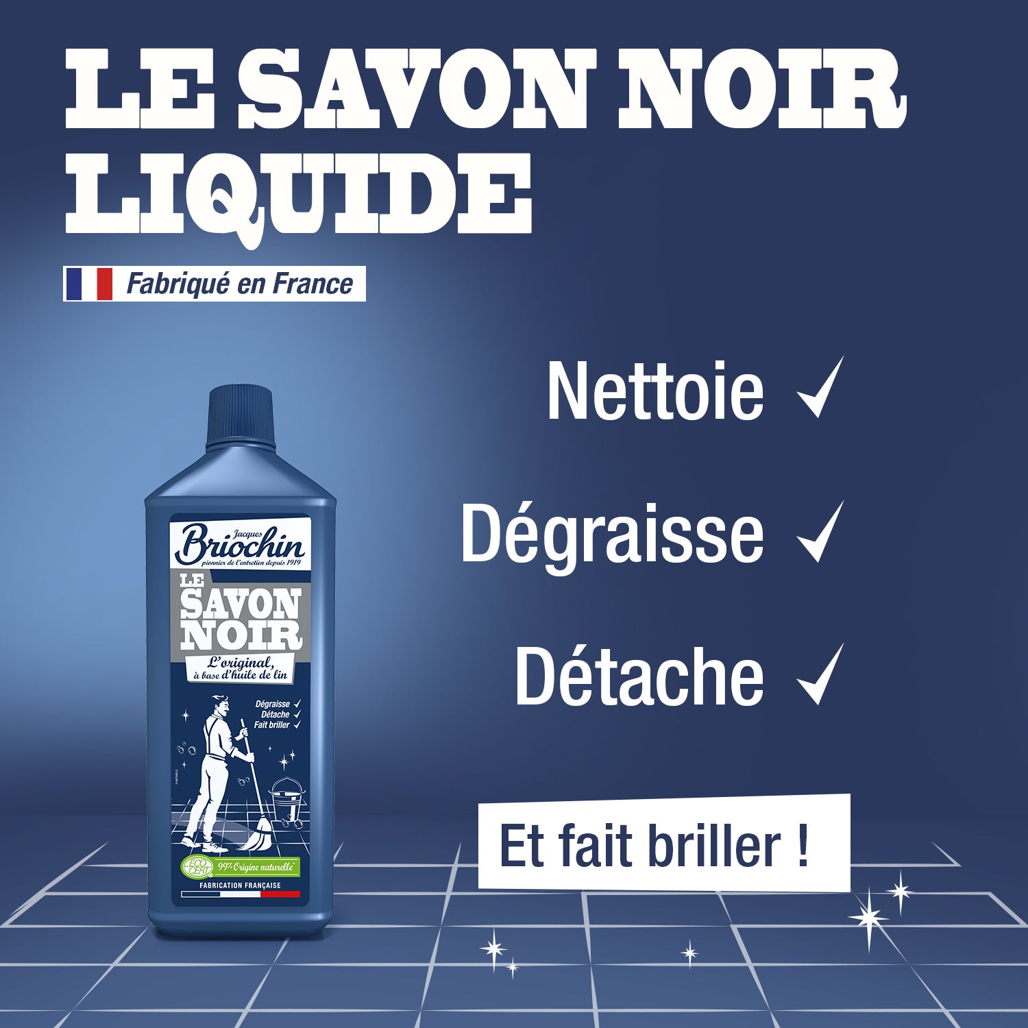 JACQUES BRIOCHIN - Savon noir liquide 1L Sans parfum