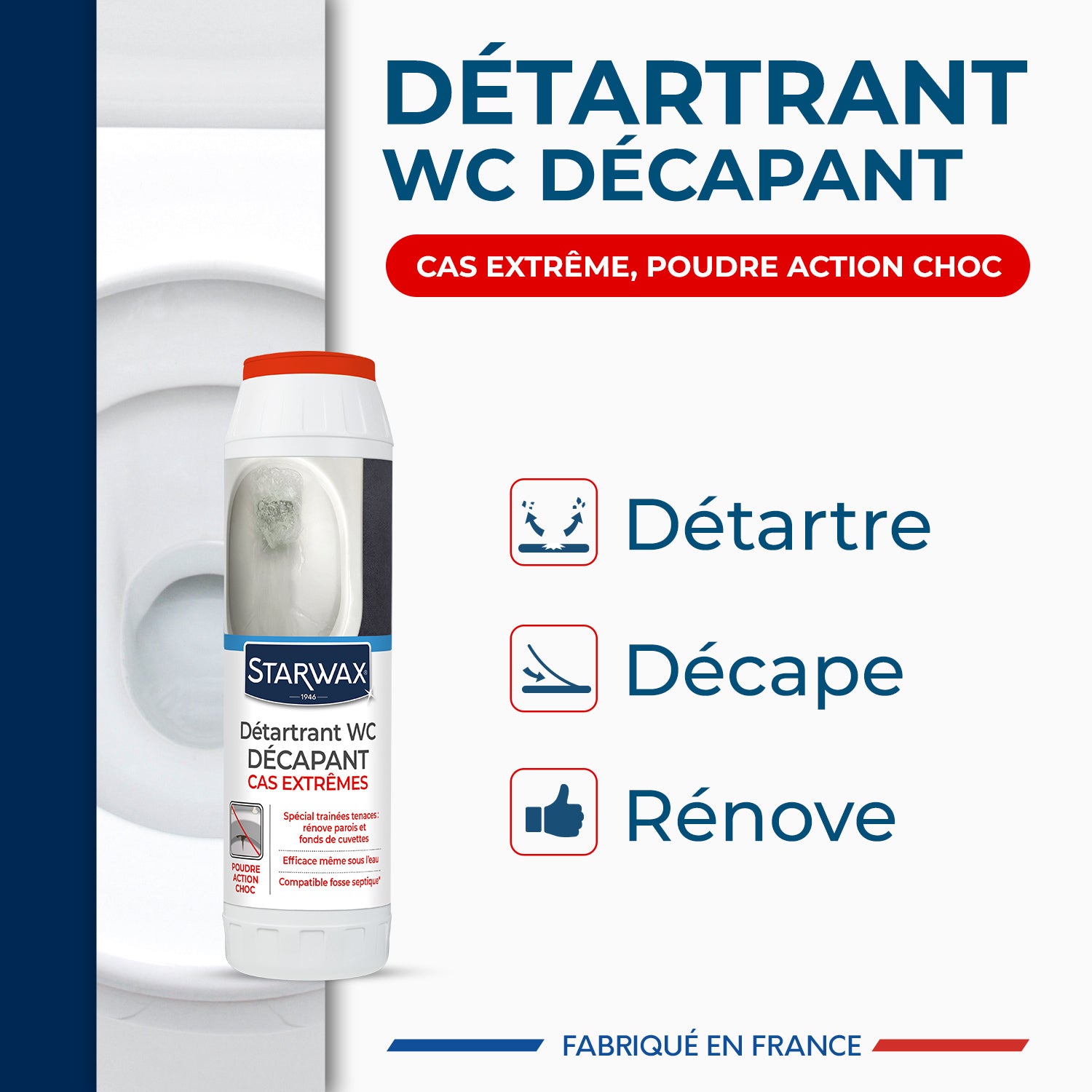 STARWAX - Détartrant surpuissant poudre pour WC 1kg