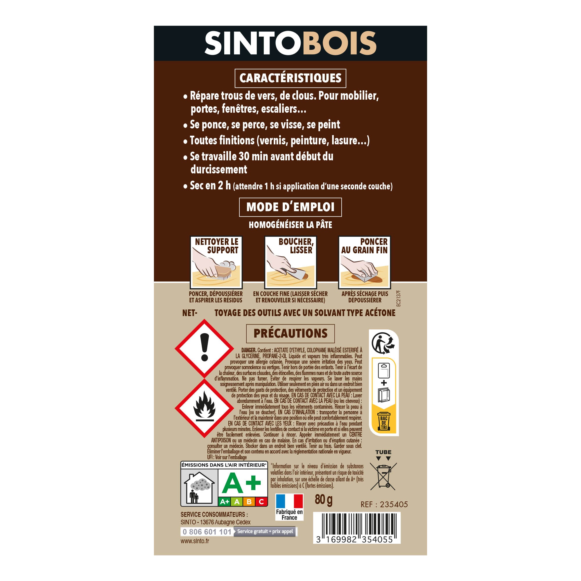 SINTO - Pâte à bois tradition 550ml Chêne clair