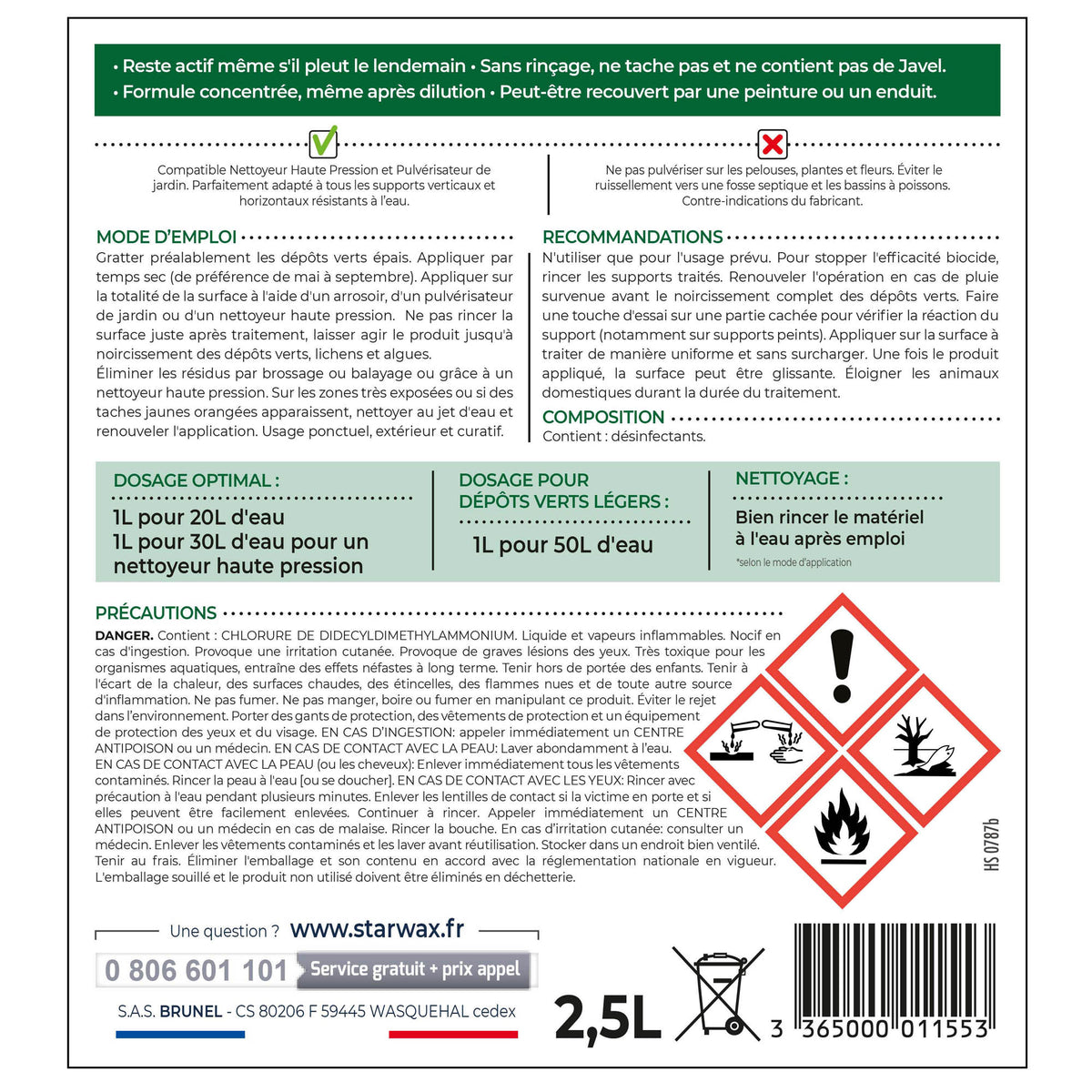 STARWAX - Destructeur de dépôts verts concentré 2,5L