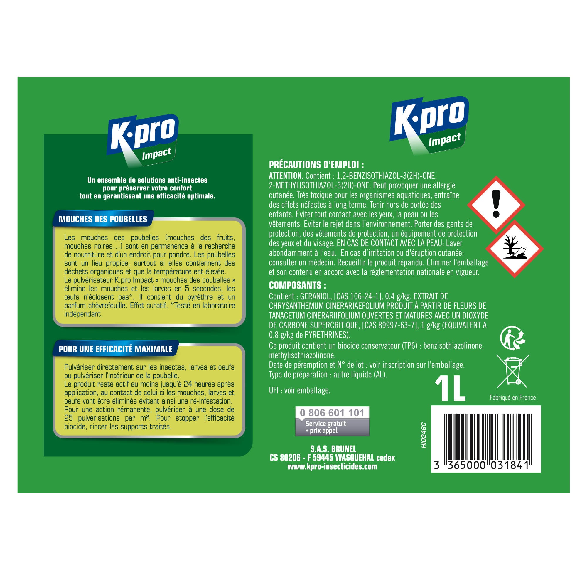 K.PRO - Pulvérisateur mouches des poubelles 1L