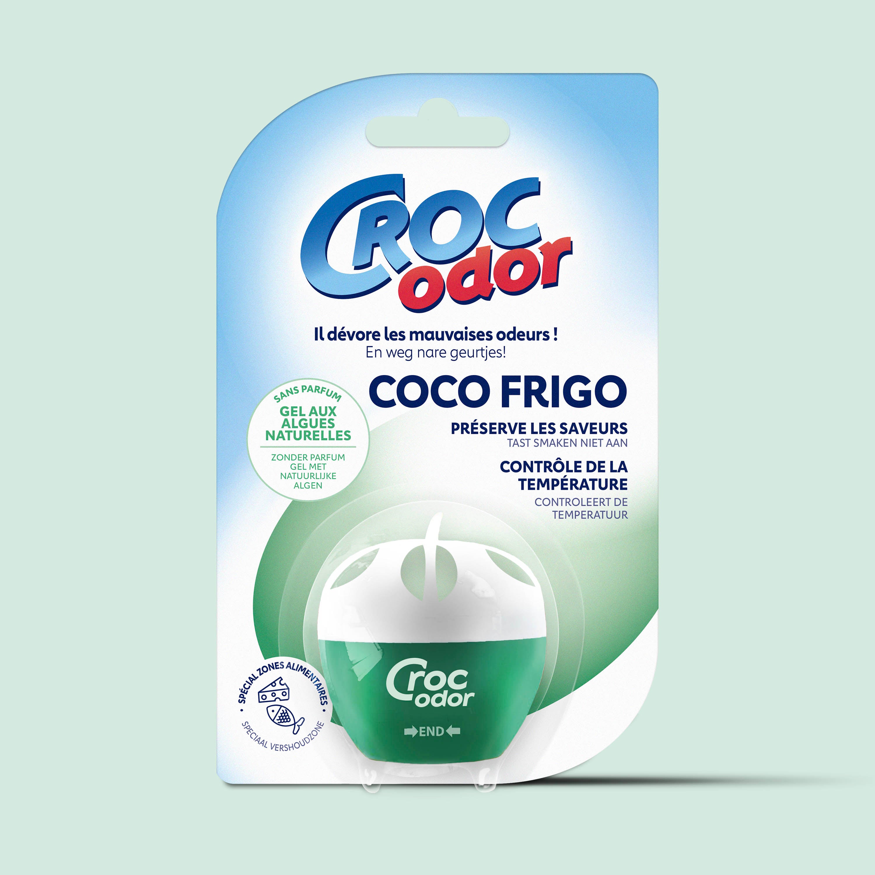 CROC ODOR - Absorbeur d'odeurs Frigo 33g Sans parfum