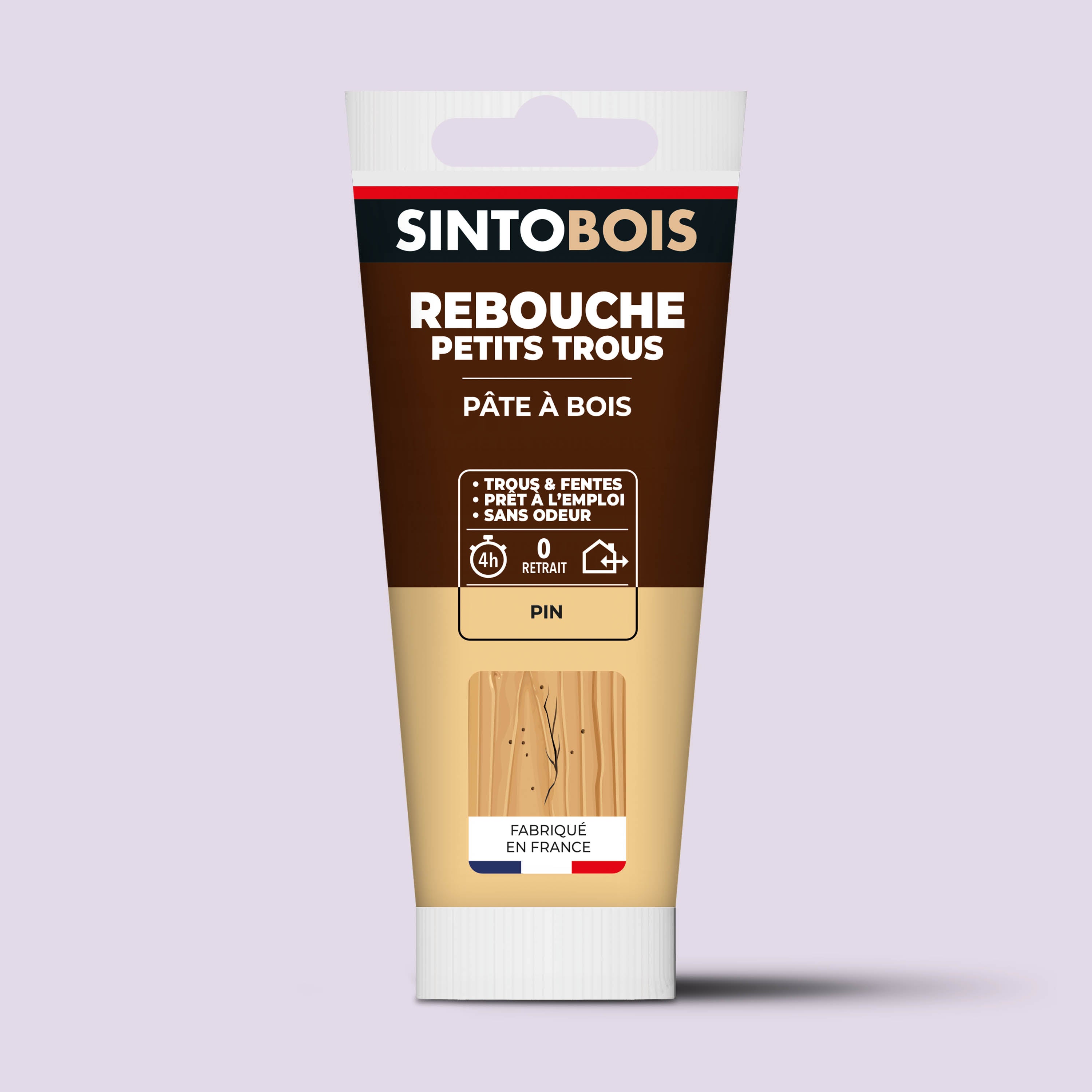 SINTO - Rebouche imperfections -  Pâte à bois naturel 80g Blanc