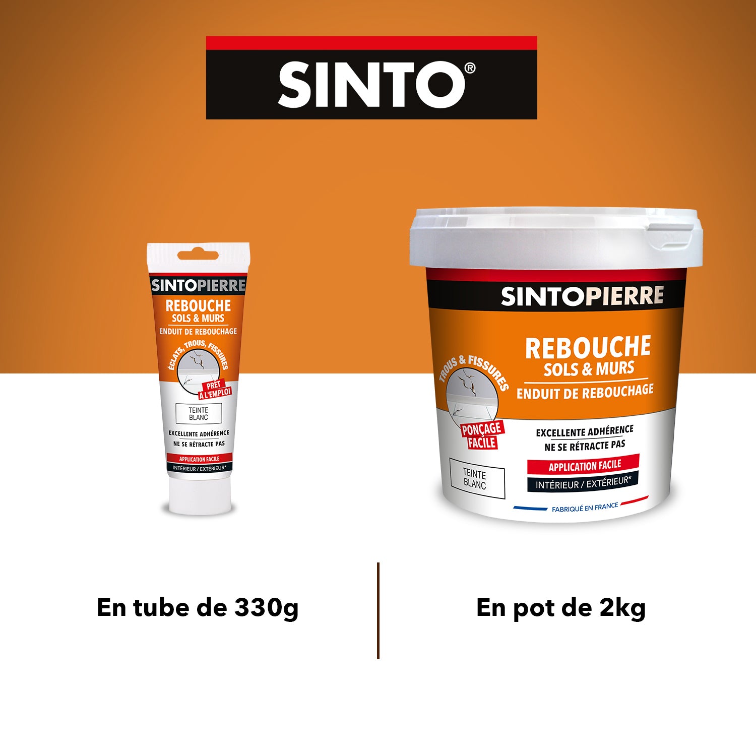 SINTO - Rebouche sols et murs - enduit de rebouchage 2Kg Blanc