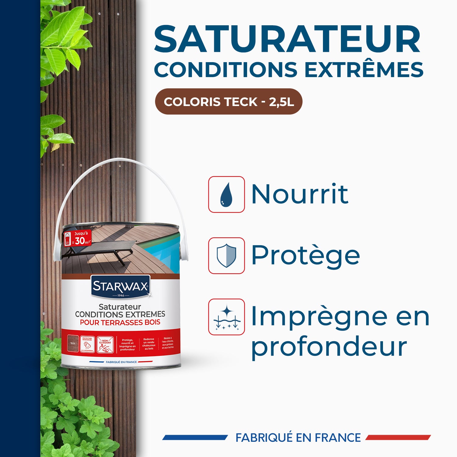 STARWAX - Saturateur bois extérieurs conditions extrêmes
 1L Incolore