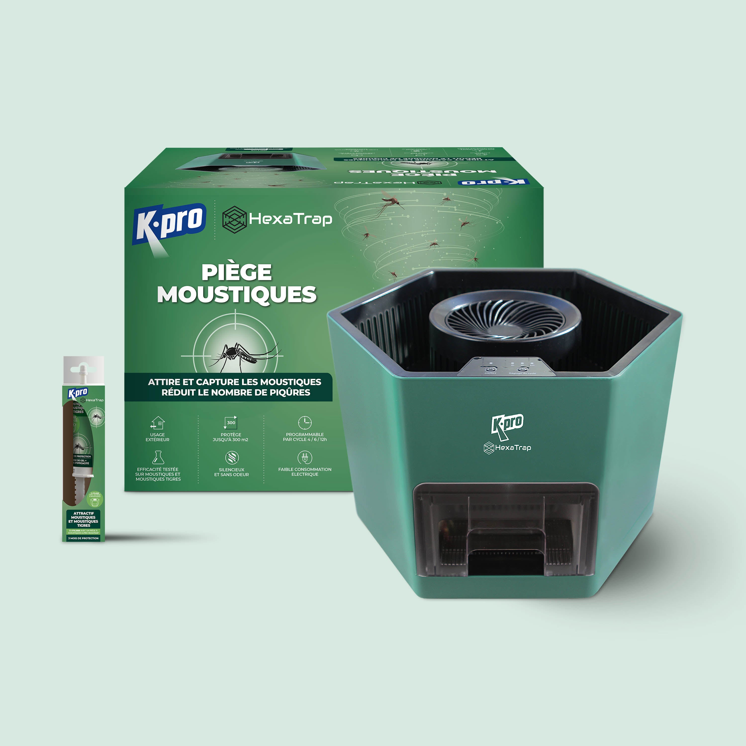 K.PRO - Piège électrique à moustiques et moustiques tigres  + 1 seringue d'attractif 1 Piège + 1 seringue d'attractif