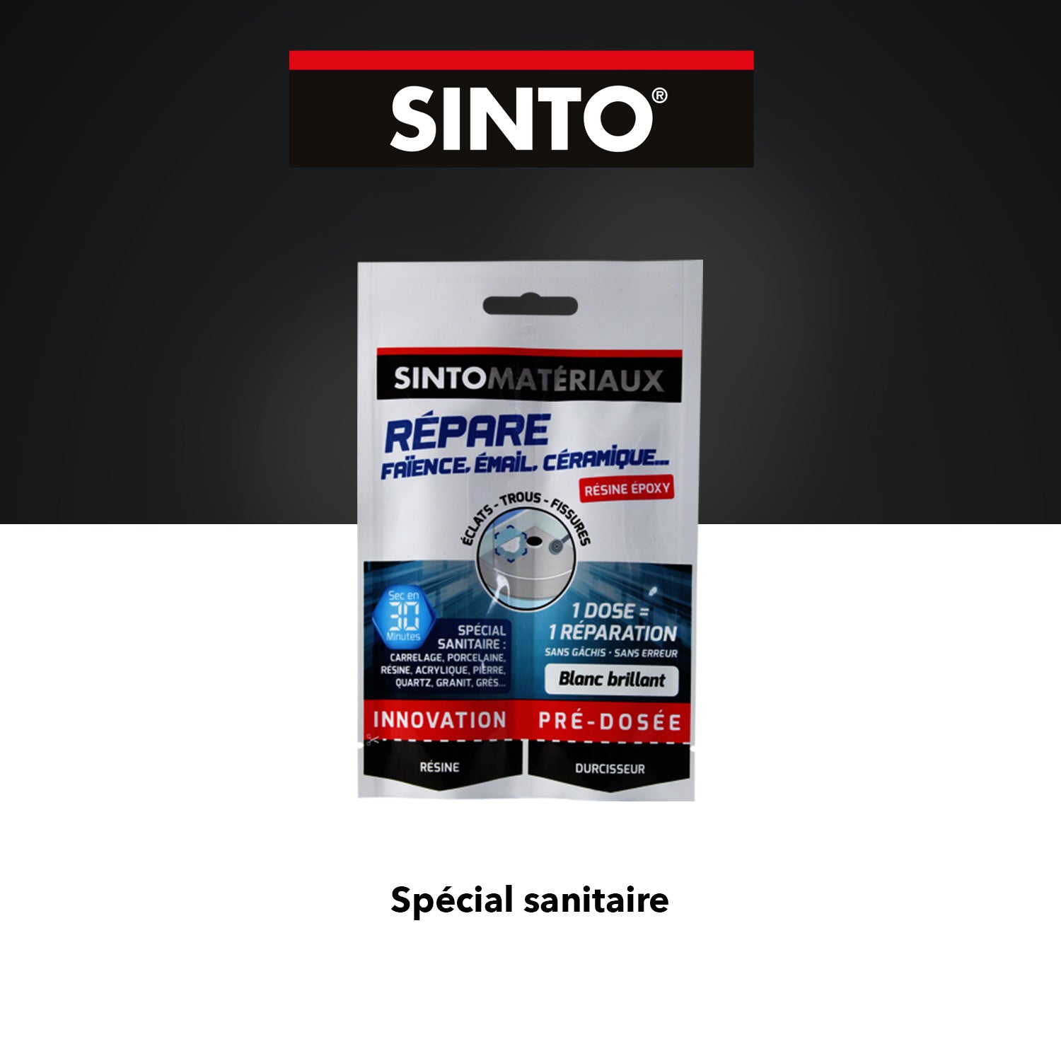 SINTO - Répare faïence, émail, céramique 15g Blanc