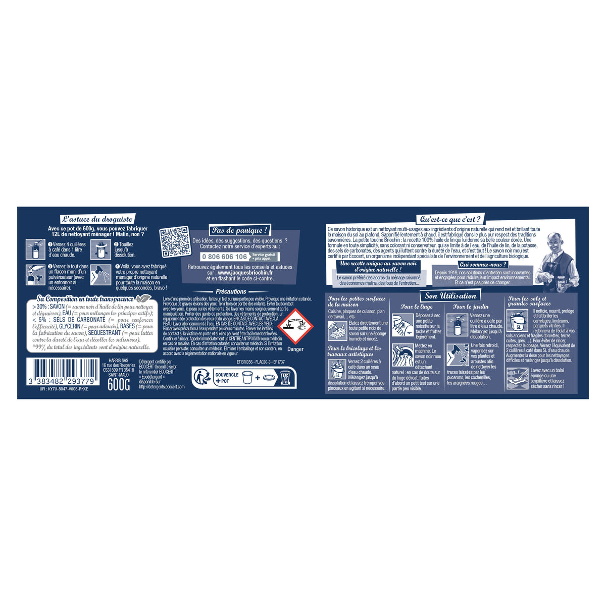 MAISON BRIOCHIN - Savon noir mou 600g Sans parfum