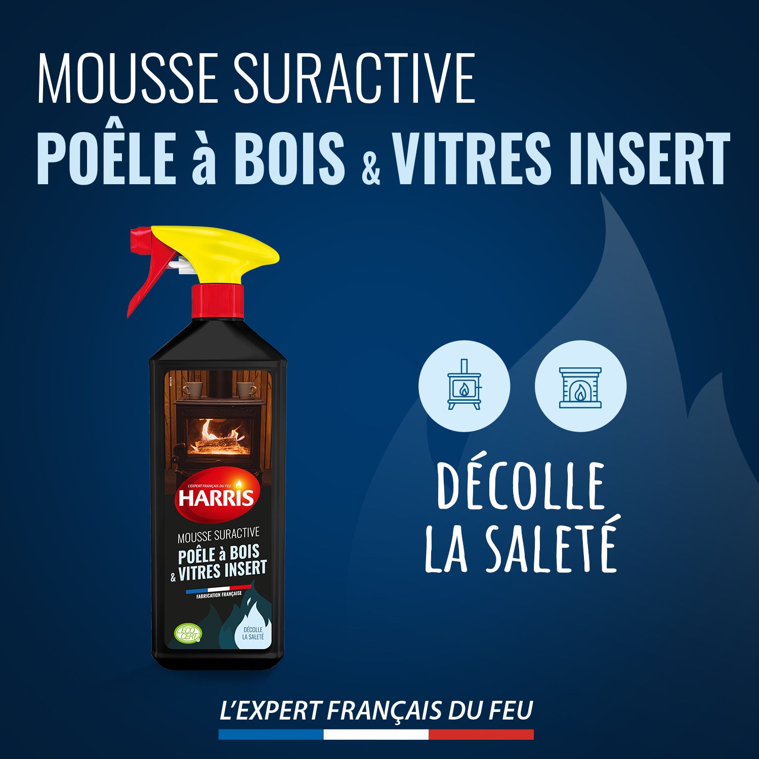 HARRIS - Mousse nettoyante vitre et insert 750ml