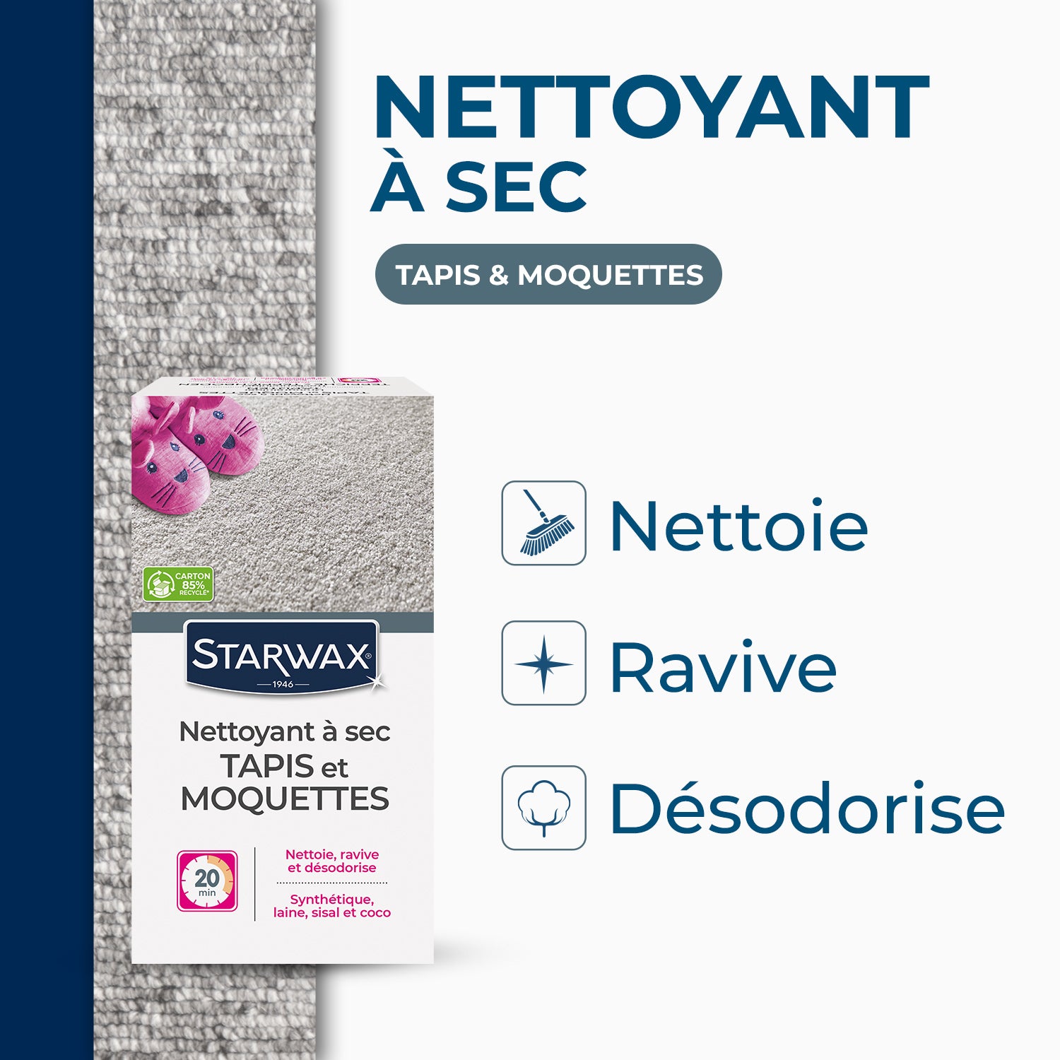 STARWAX - Nettoyant à sec pour tapis et moquettes
 500g