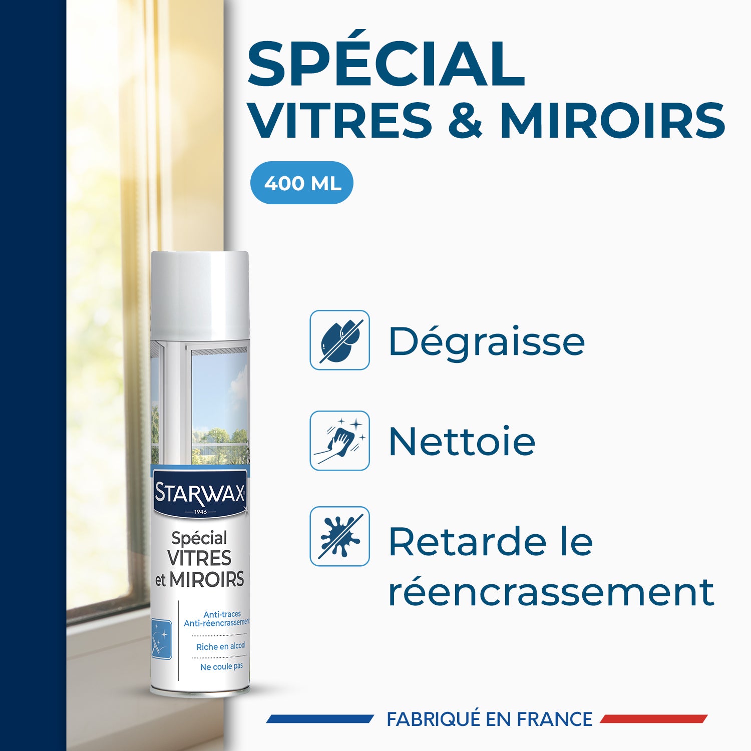 STARWAX - Mousse nettoyante pour vitres et miroirs 400ml