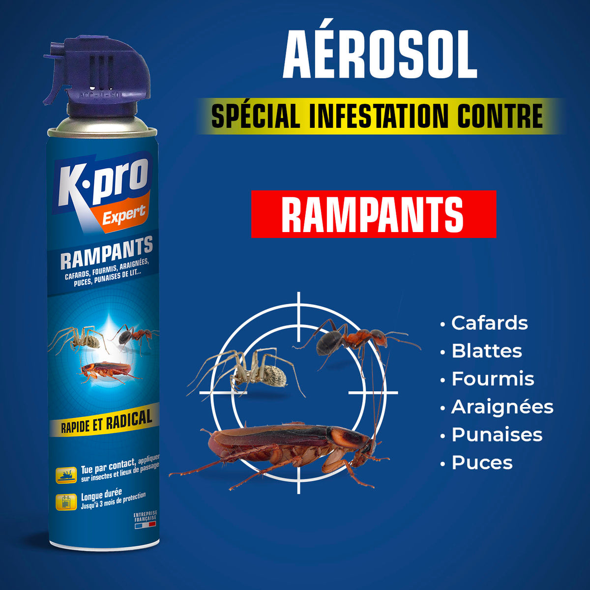 K.PRO - Aérosol tous insectes RAMPANTS 400ml