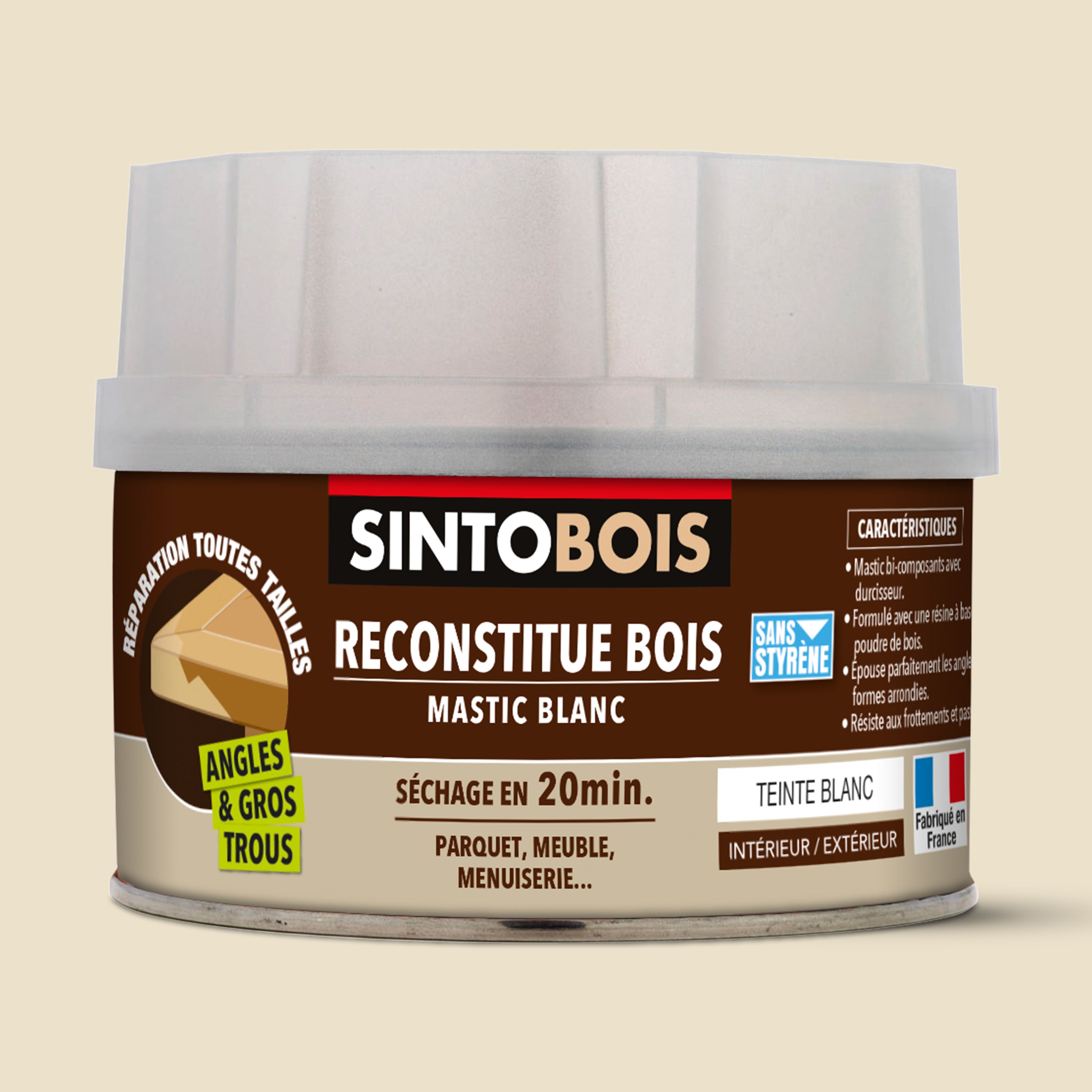 SINTO - Reconstitue angles et gros trous 500ml Chêne