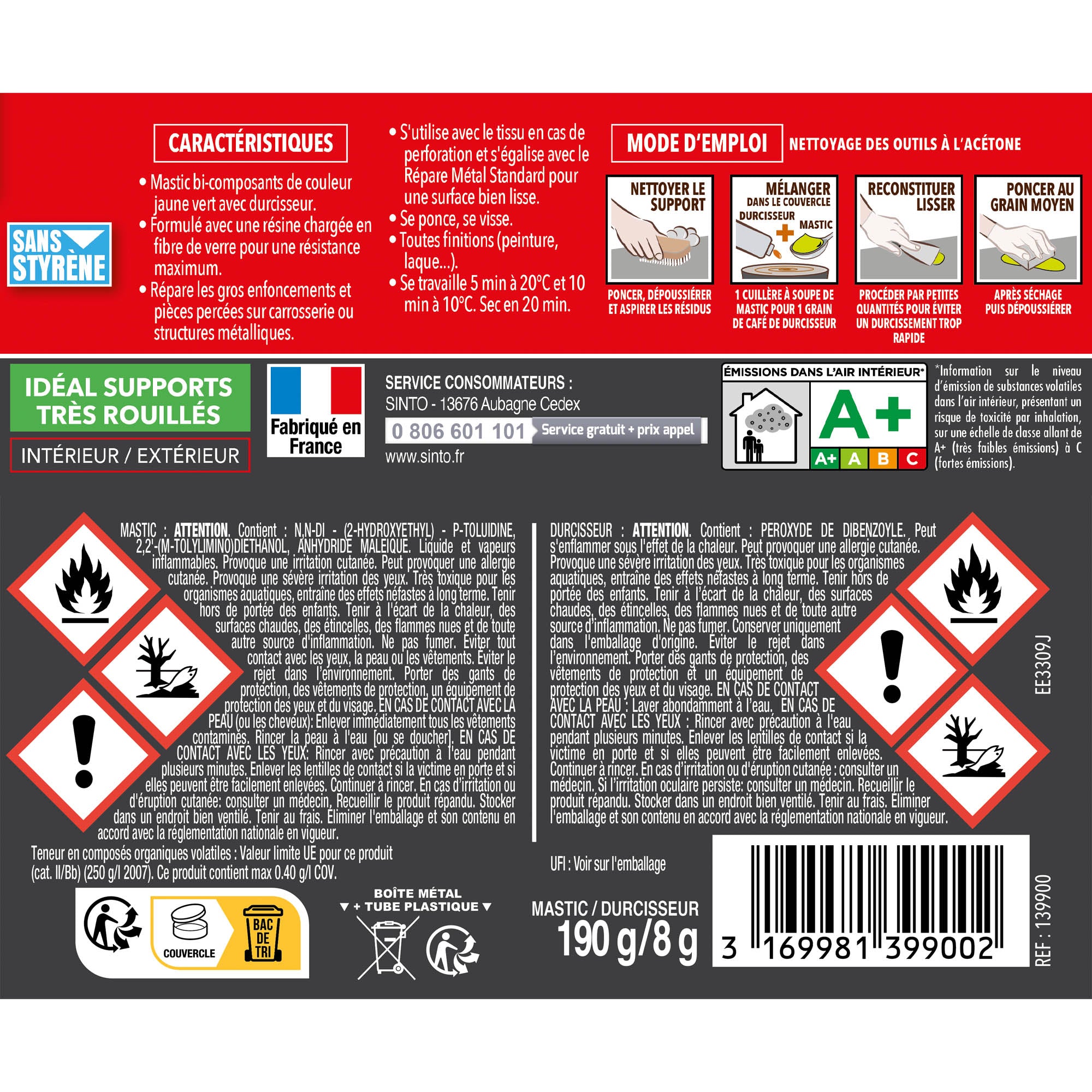 SINTO - Répare métal armé 170ml