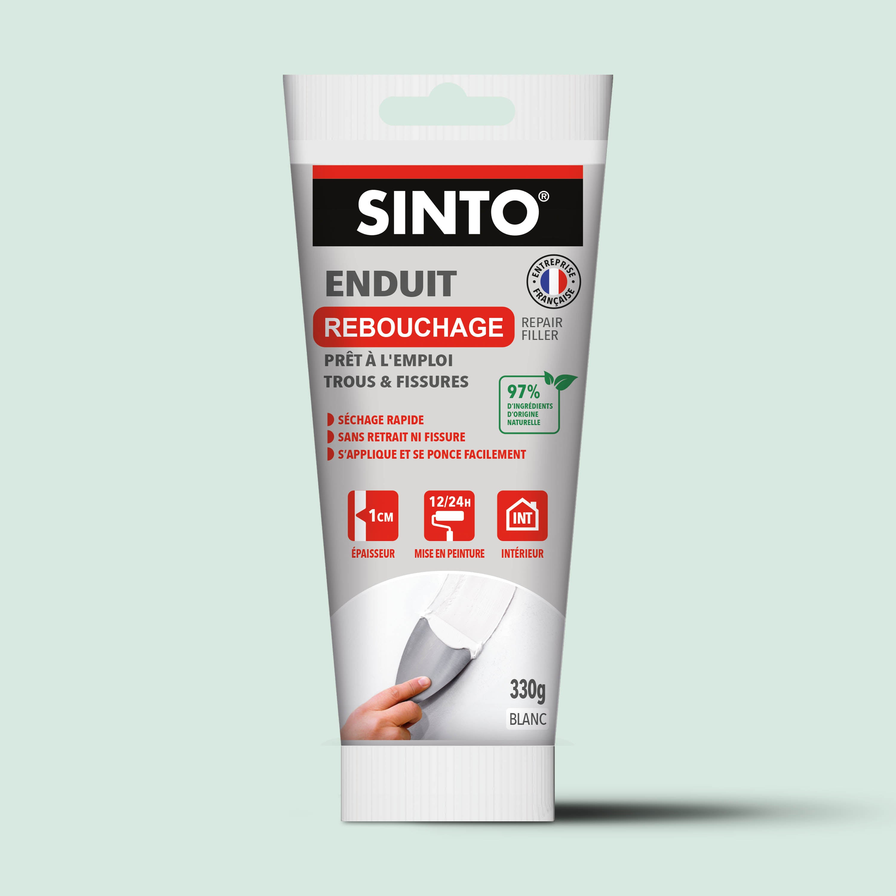 SINTO - Enduit rebouchage pâte 1kg Blanc