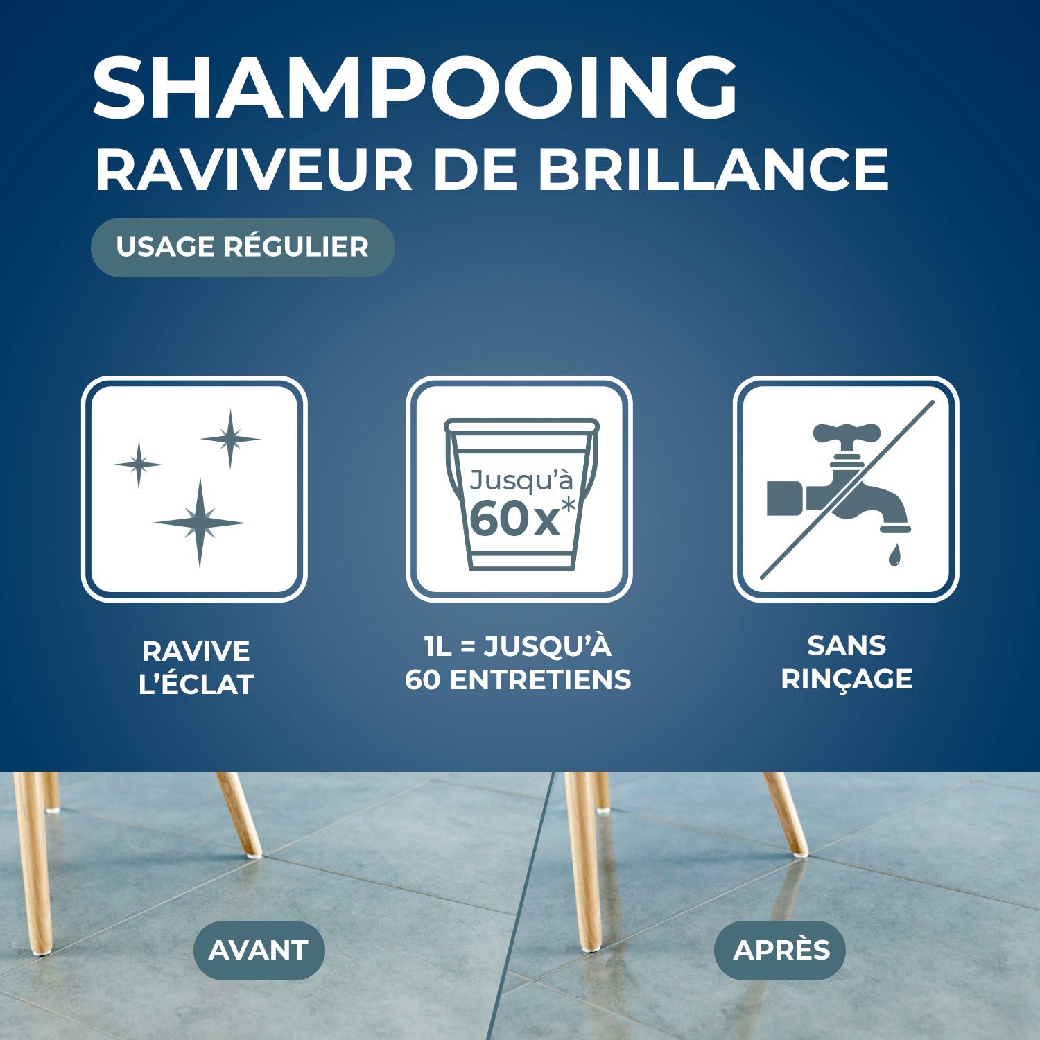 STARWAX - Shampooing autolustrant pour sols intérieurs 1L