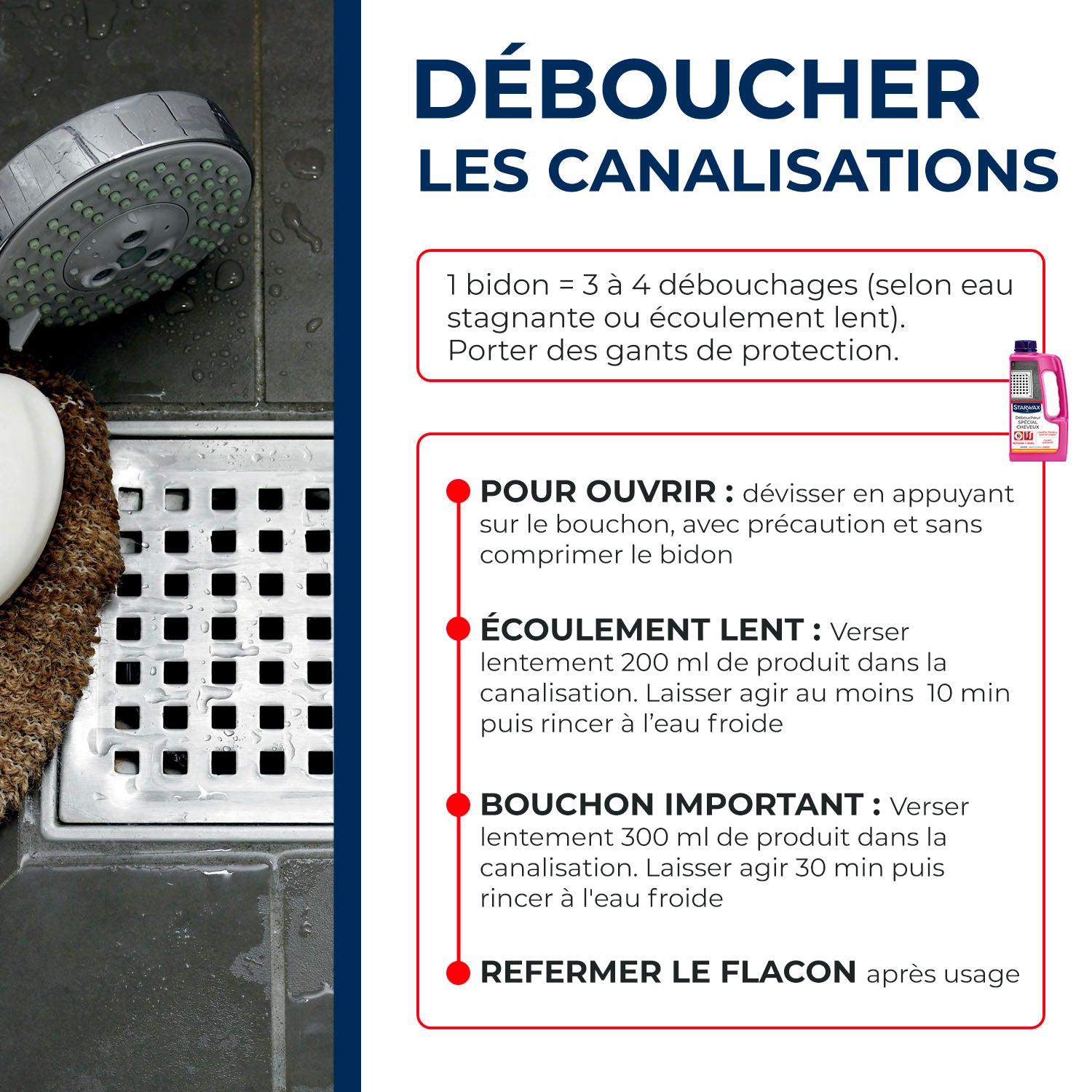 STARWAX - Déboucheur canalisations spécial cheveux 900ml