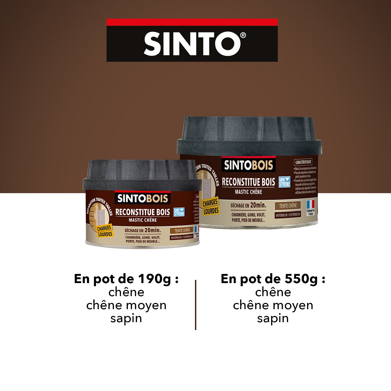 SINTO - Reconstitue bois charges lourdes 170ml Chêne