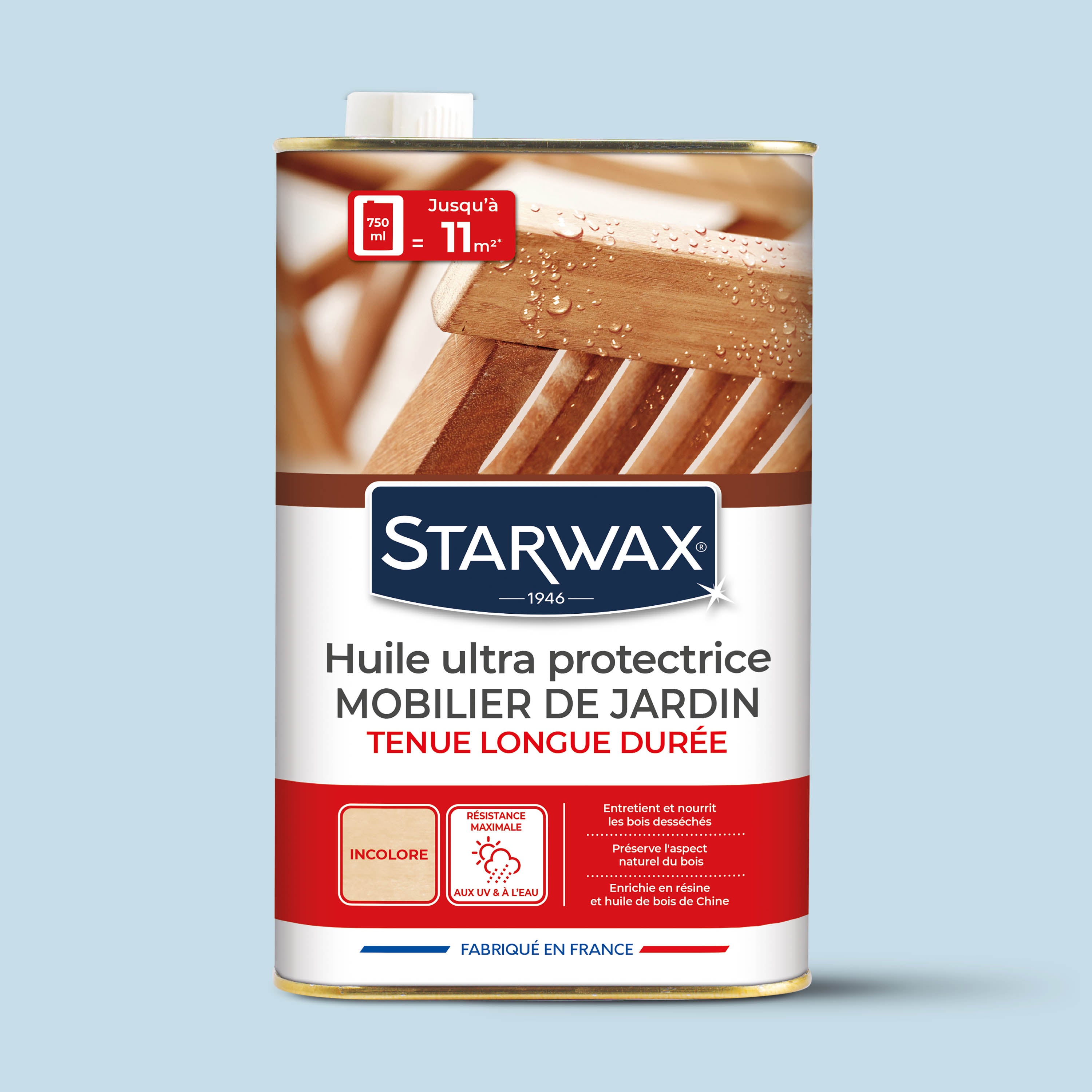 STARWAX - Huile ultra protectrice tenue longue durée pour mobilier de jardin en bois 750ml