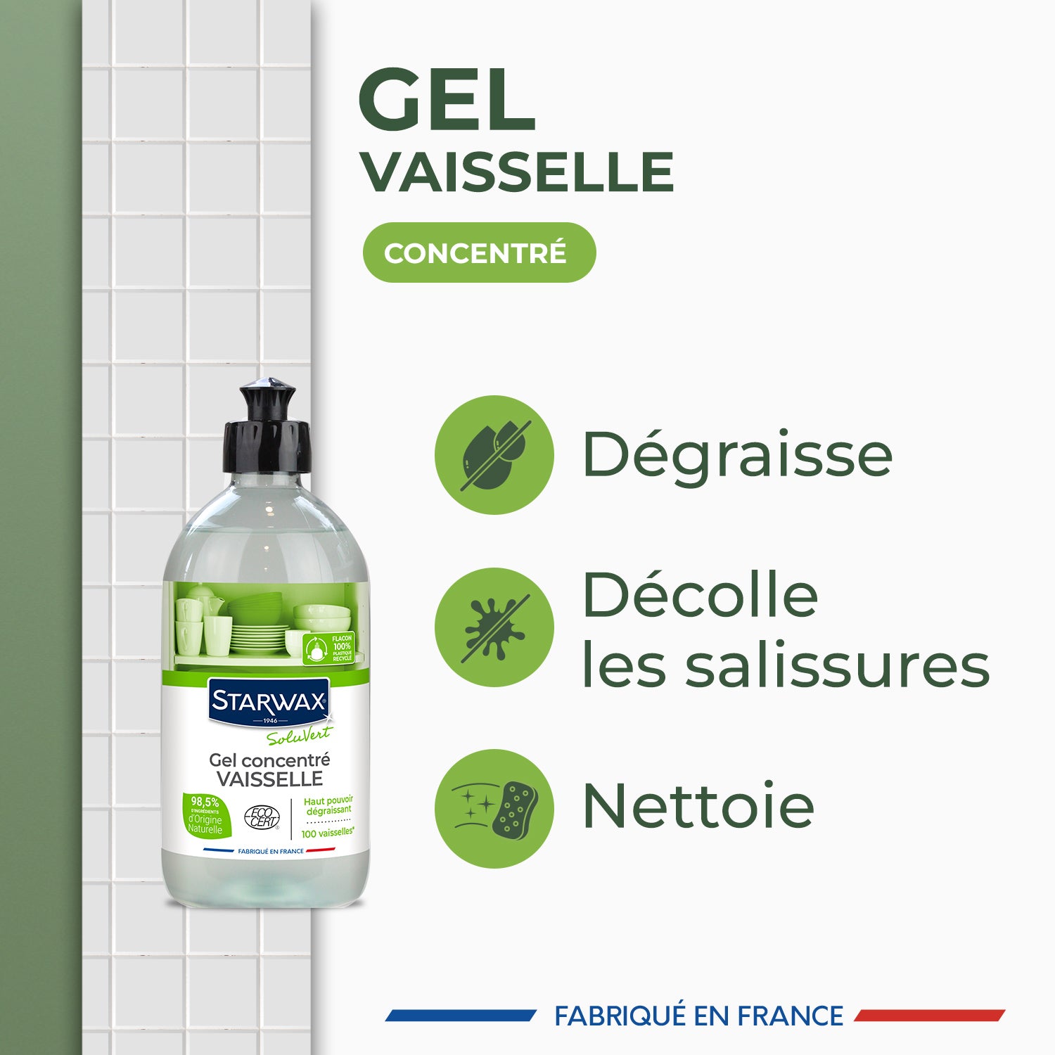 STARWAX SOLUVERT - Gel vaisselle concentré 500ml