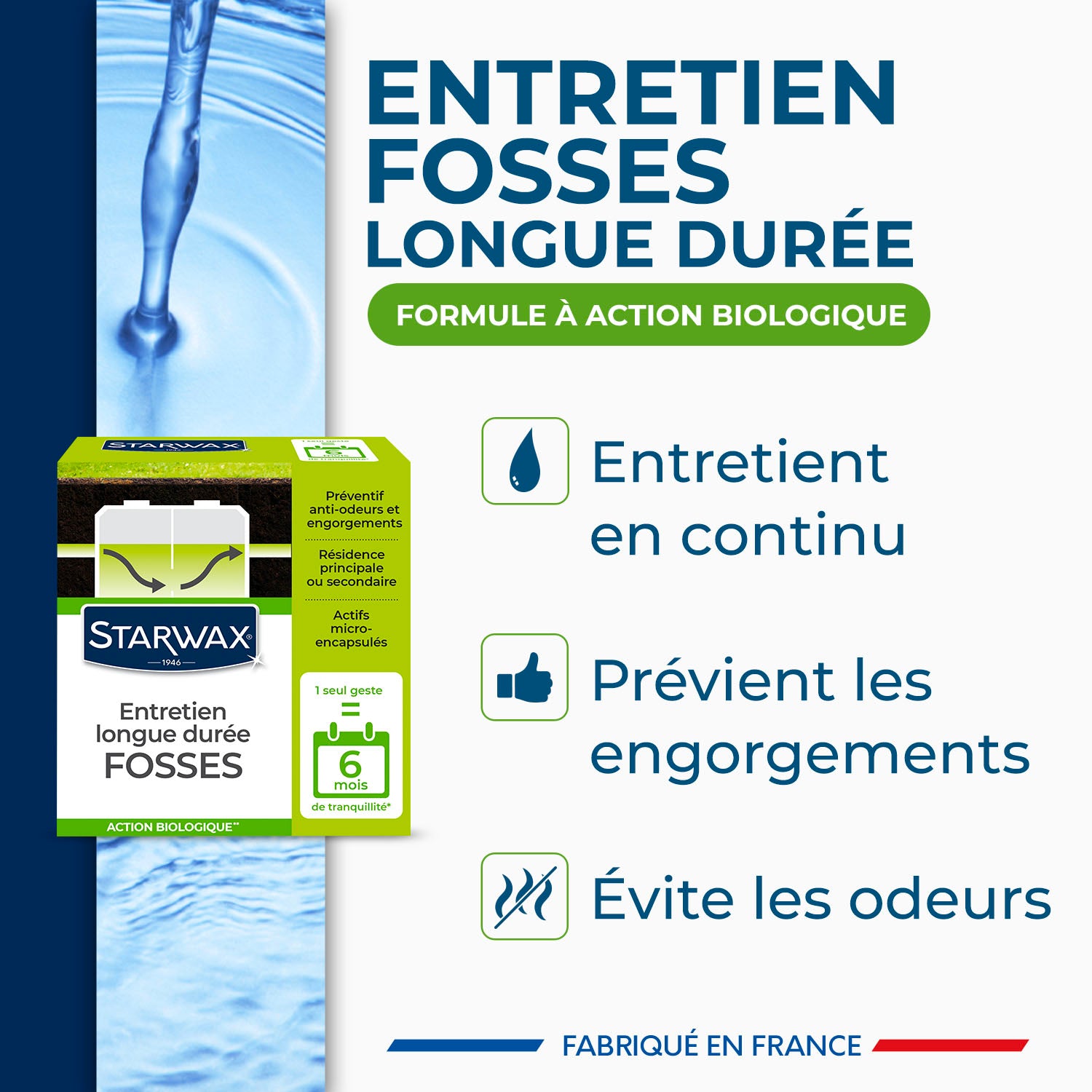 STARWAX - Entretien longue durée pour fosses septiques 500g