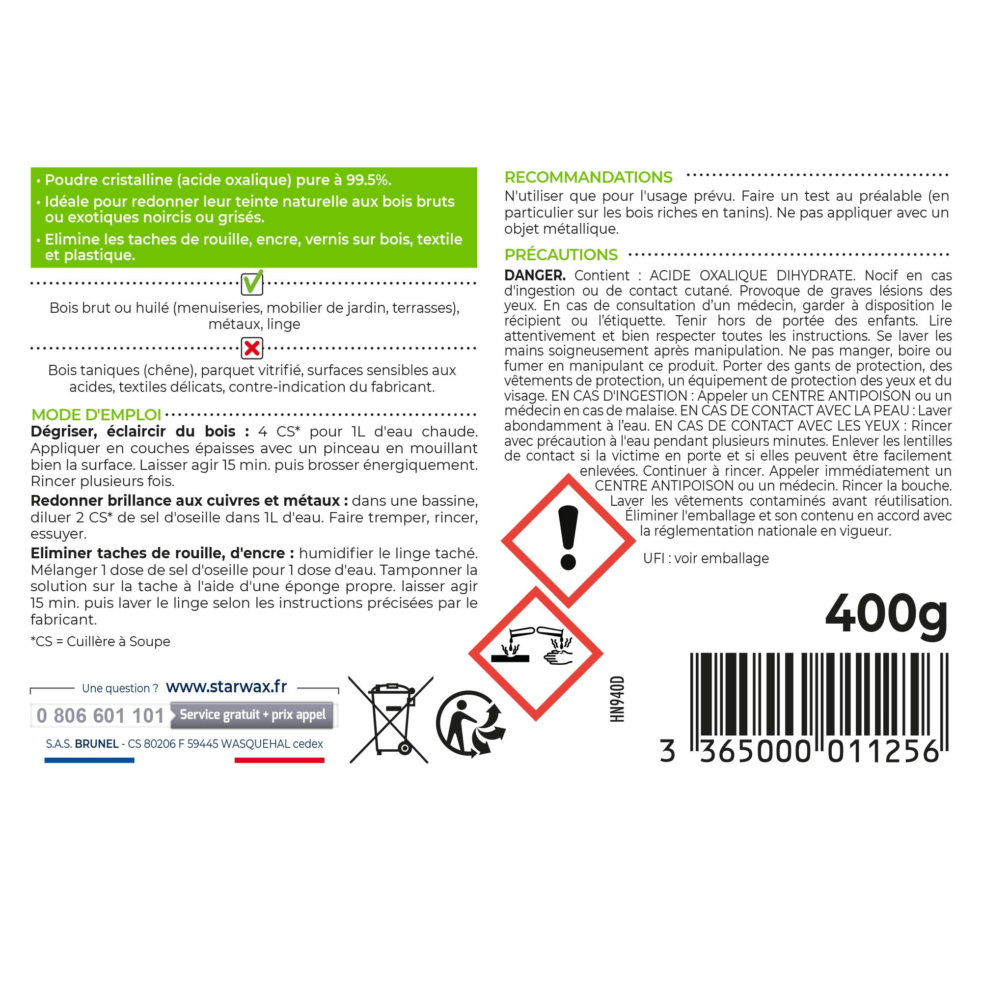 STARWAX SOLUVERT - Sel d'oseille 400g