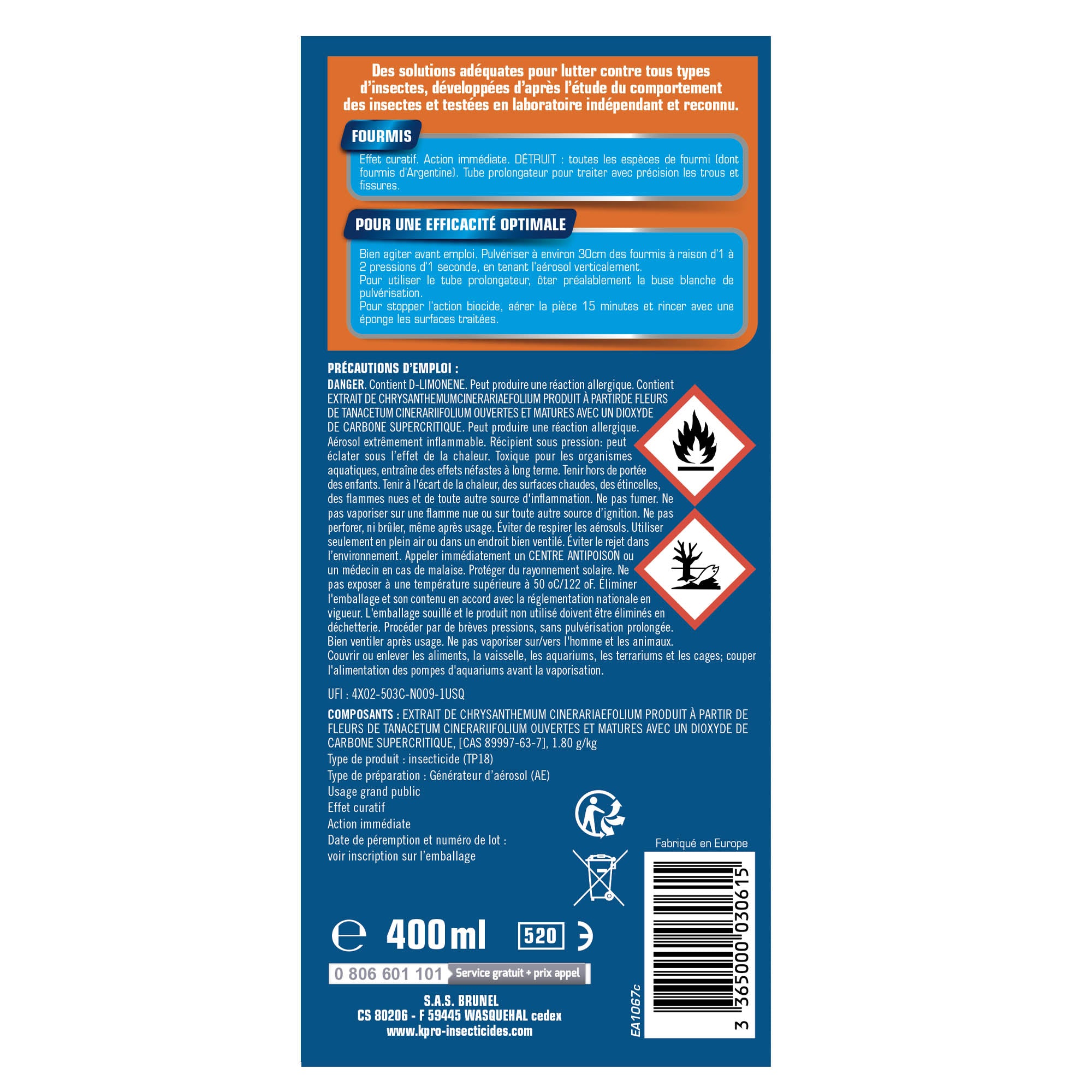 K.PRO - Aérosol fourmis 400ml