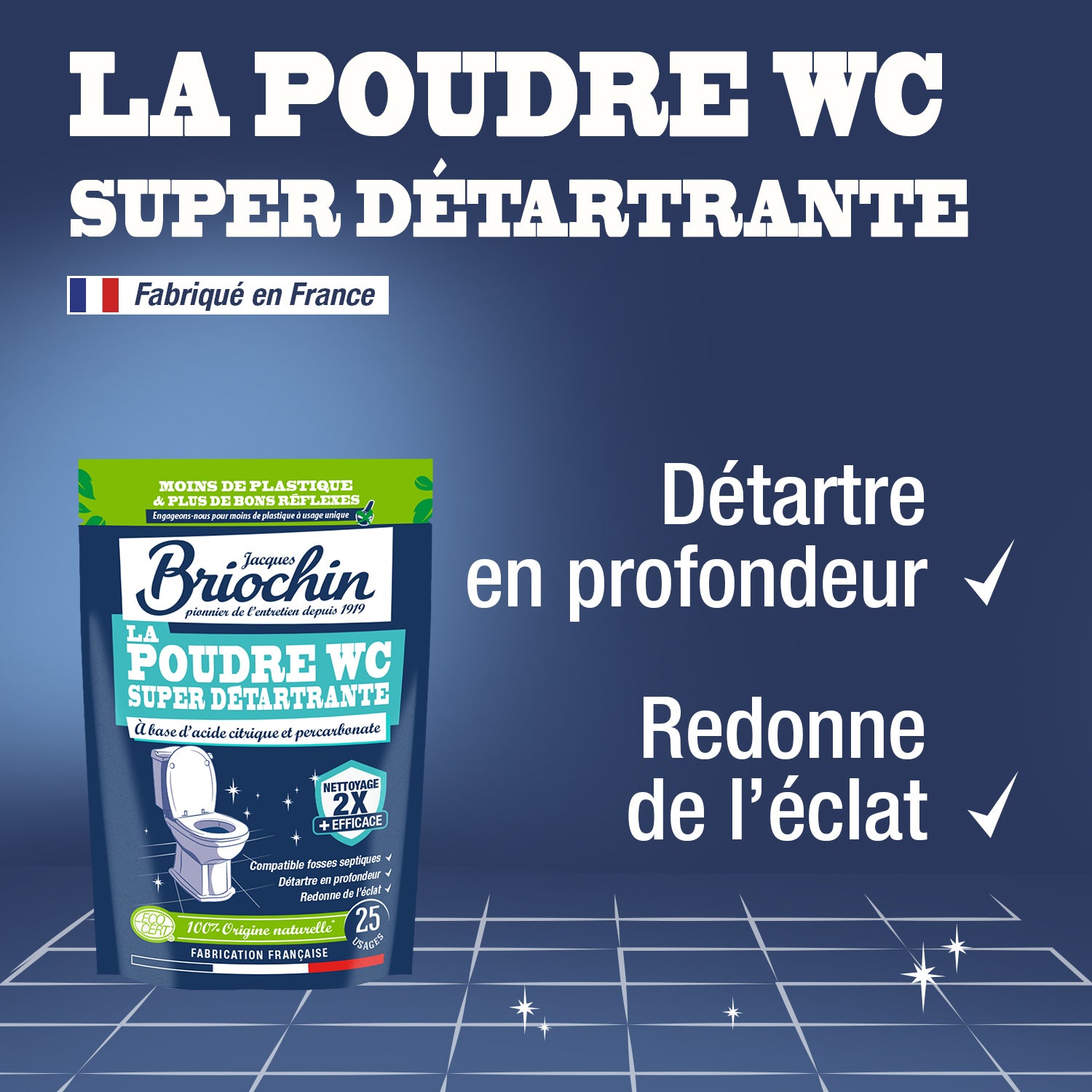 JACQUES BRIOCHIN - La poudre WC super détartrante 500g Sans parfum