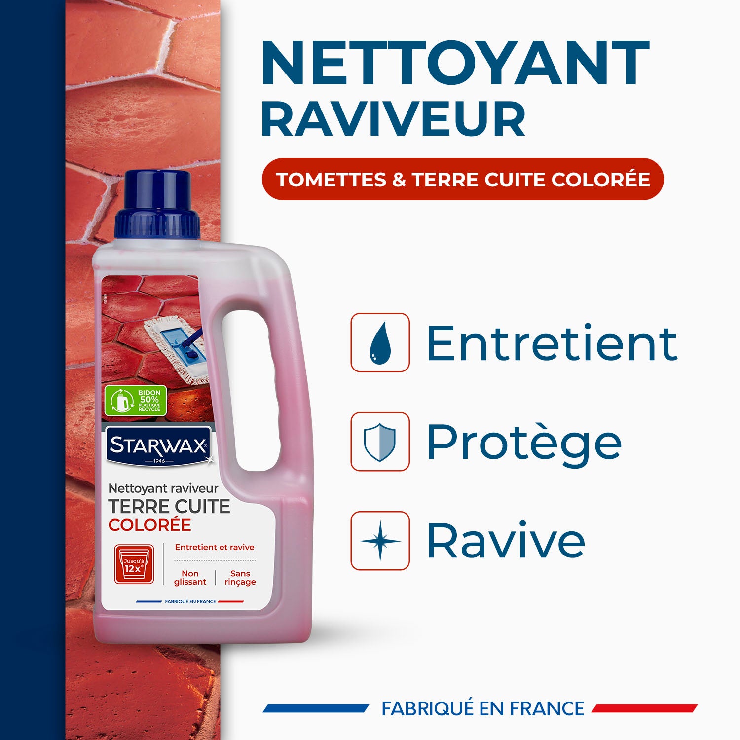 STARWAX - Nettoyant raviveur coloré pour tomettes et terres cuites 1L