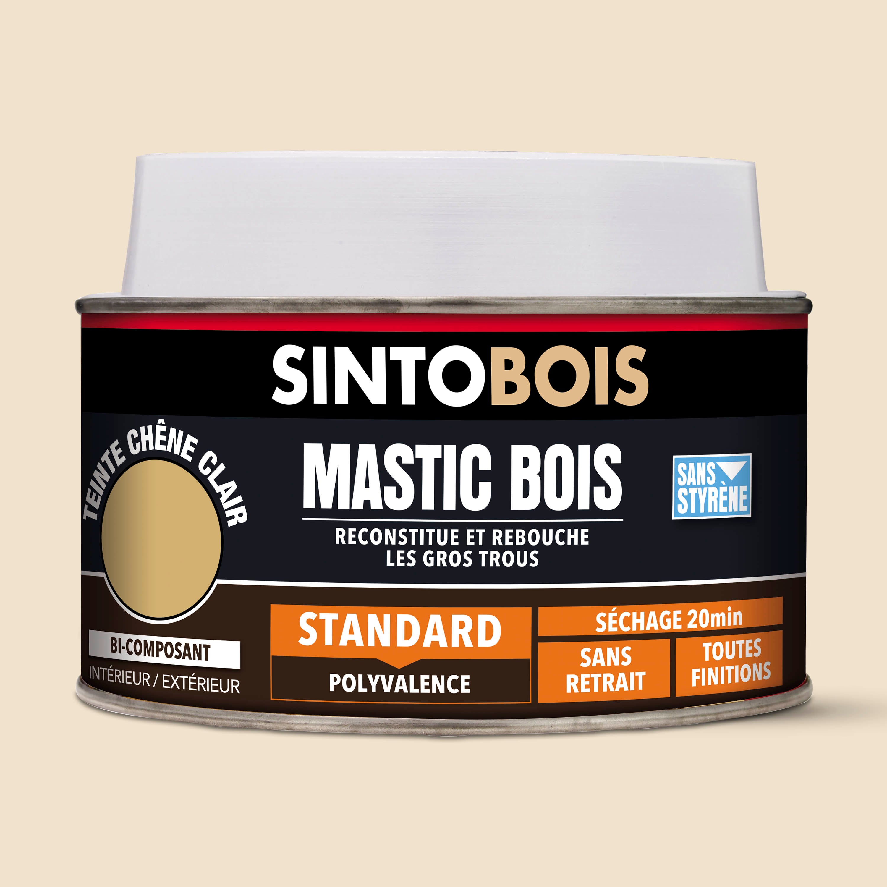 SINTO - Mastic bois standart 1,09kg Chêne