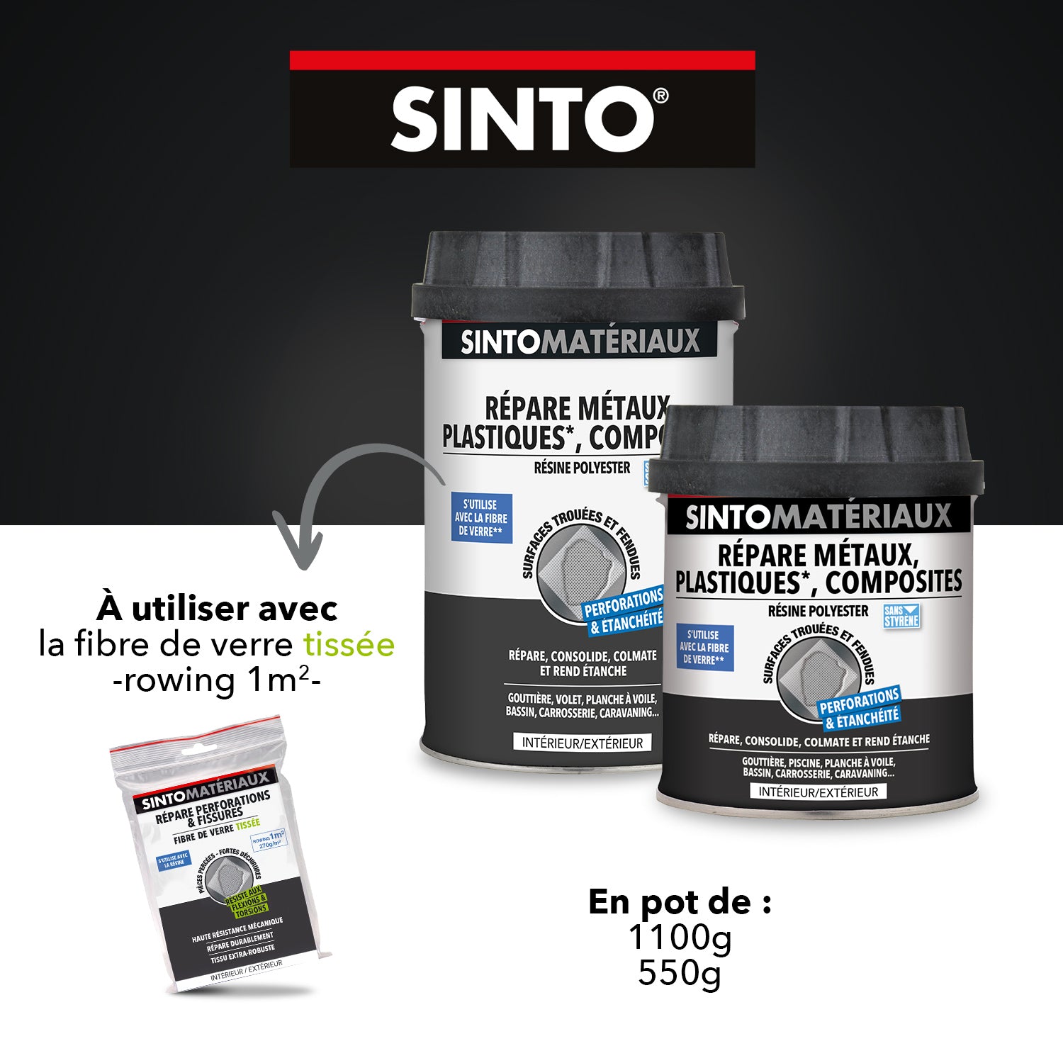 SINTO - Répare métaux, plastiques, composites 1kg
