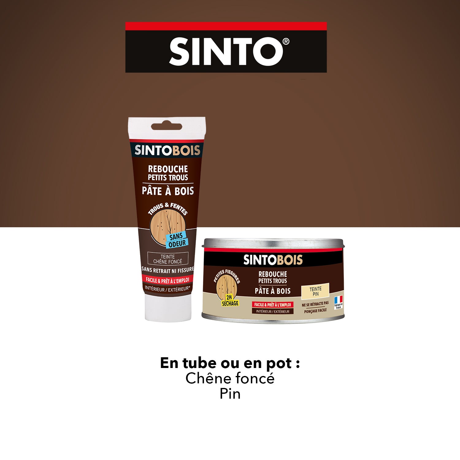 SINTO - Rebouche imperfections -  Pâte à bois naturel 80g Blanc