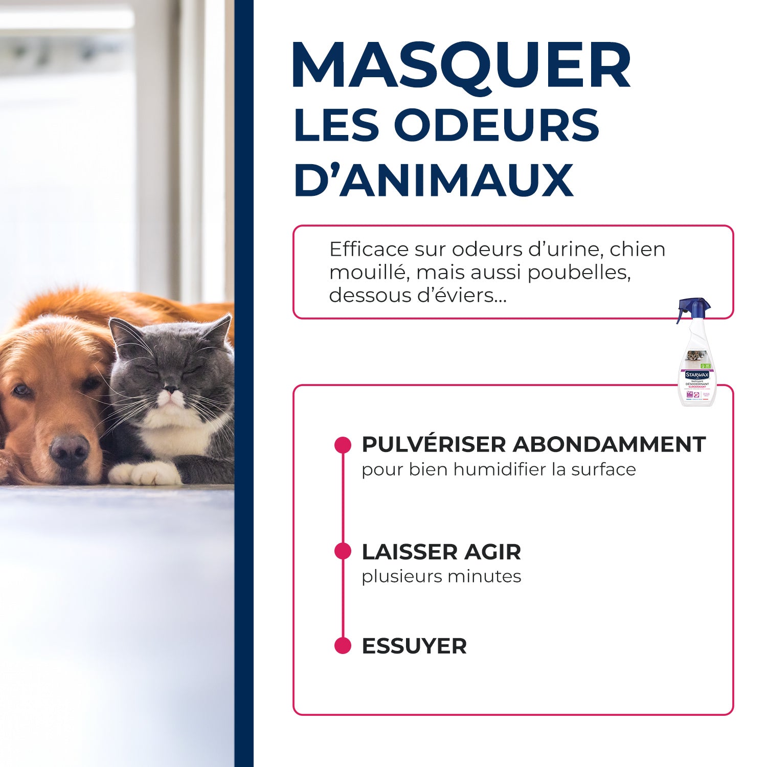 STARWAX - Nettoyant désodorisant surodorant spécial milieu animal 500ml