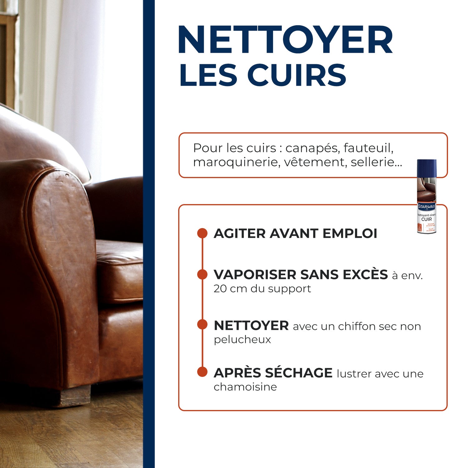 STARWAX - Nettoyant cirant pour cuir 300ml Incolore