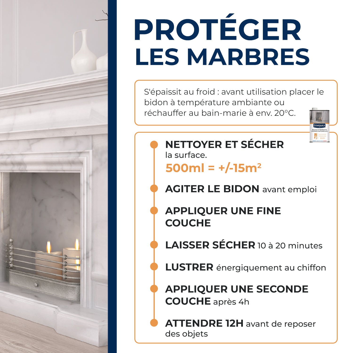 STARWAX - Baume embellissant pour marbre et pierres naturelles 500ml