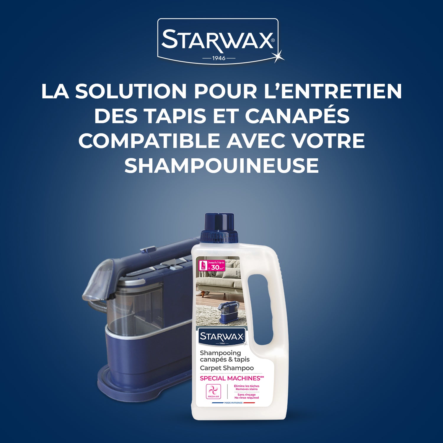 STARWAX - Shampooing canapés & tapis - Spécial machines 1L Incolore