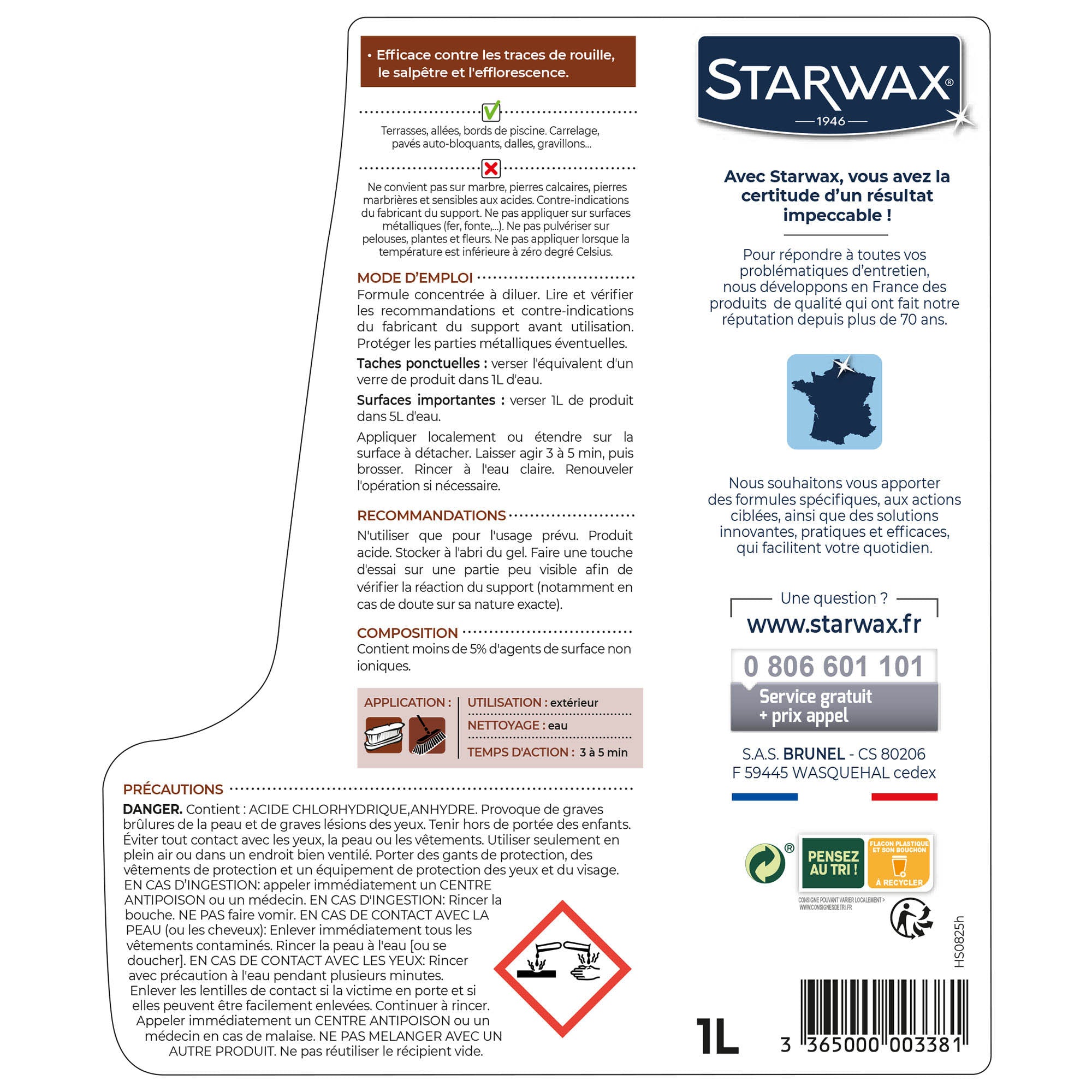 STARWAX - Détachant rouille pour sols extérieurs
 1L