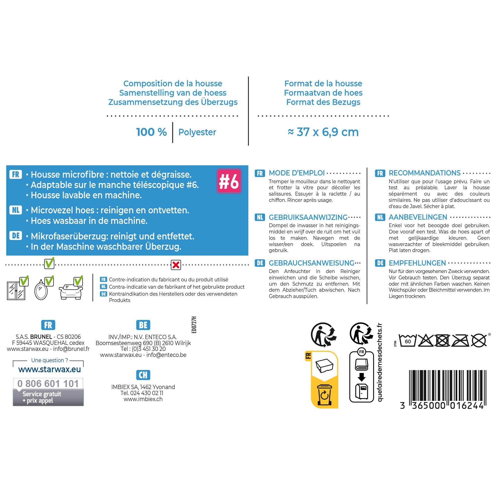 STARWAX - Mouilleur avec housse microfibre pour vitres
 X1