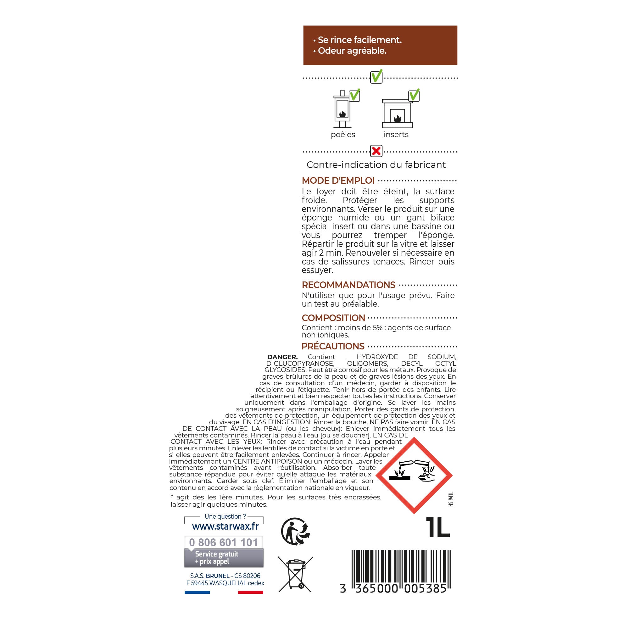 STARWAX - Nettoyant express inserts pour poêle & cheminée
 500ml