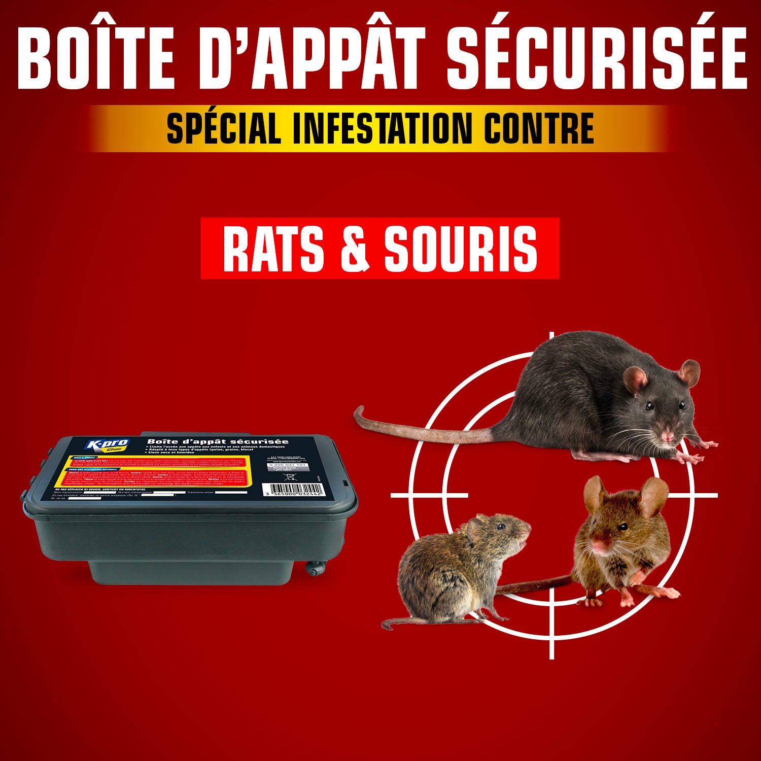K.PRO - Boite appât sécurisée vide contre rats et souris X1