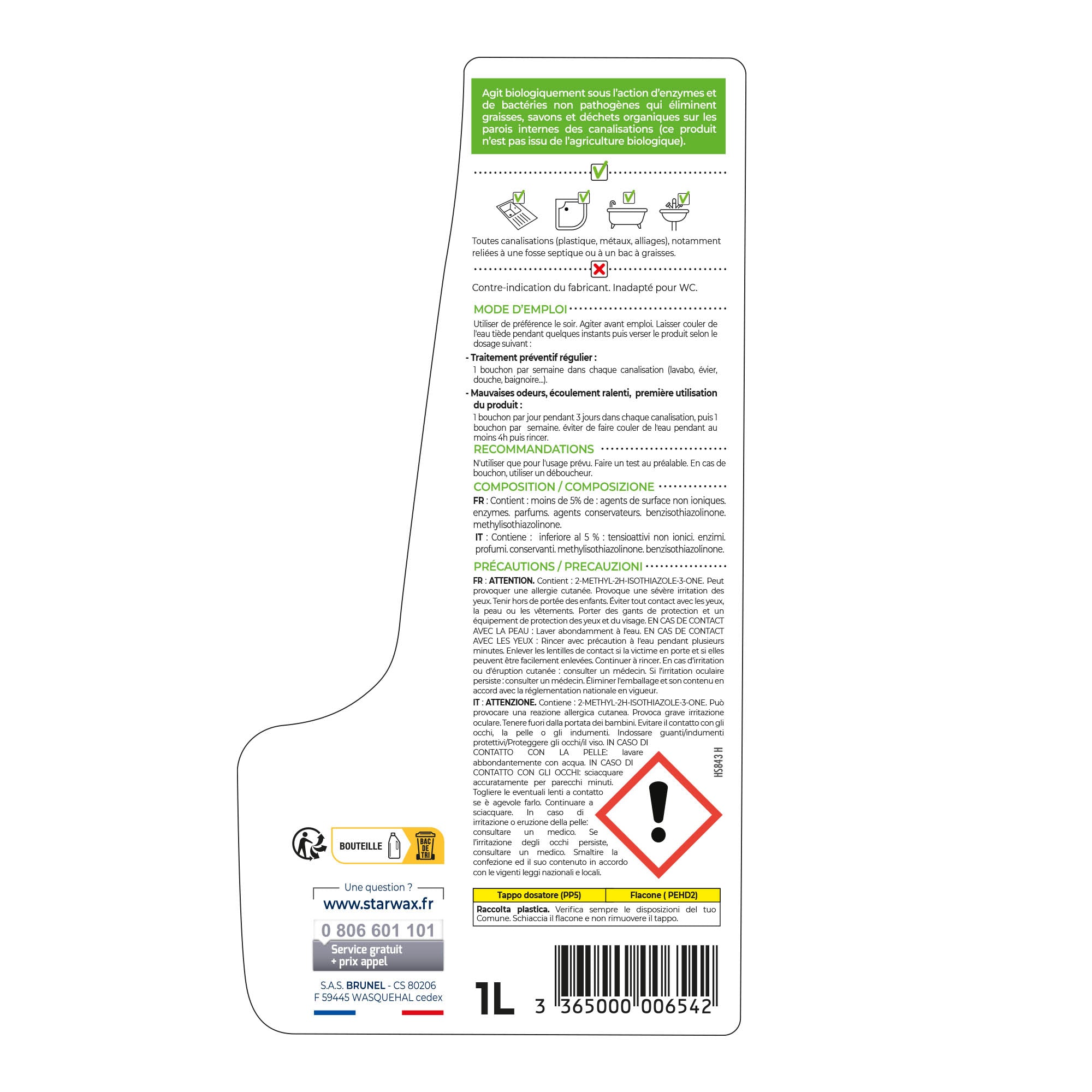 STARWAX - Entretien biologique canalisations 1L