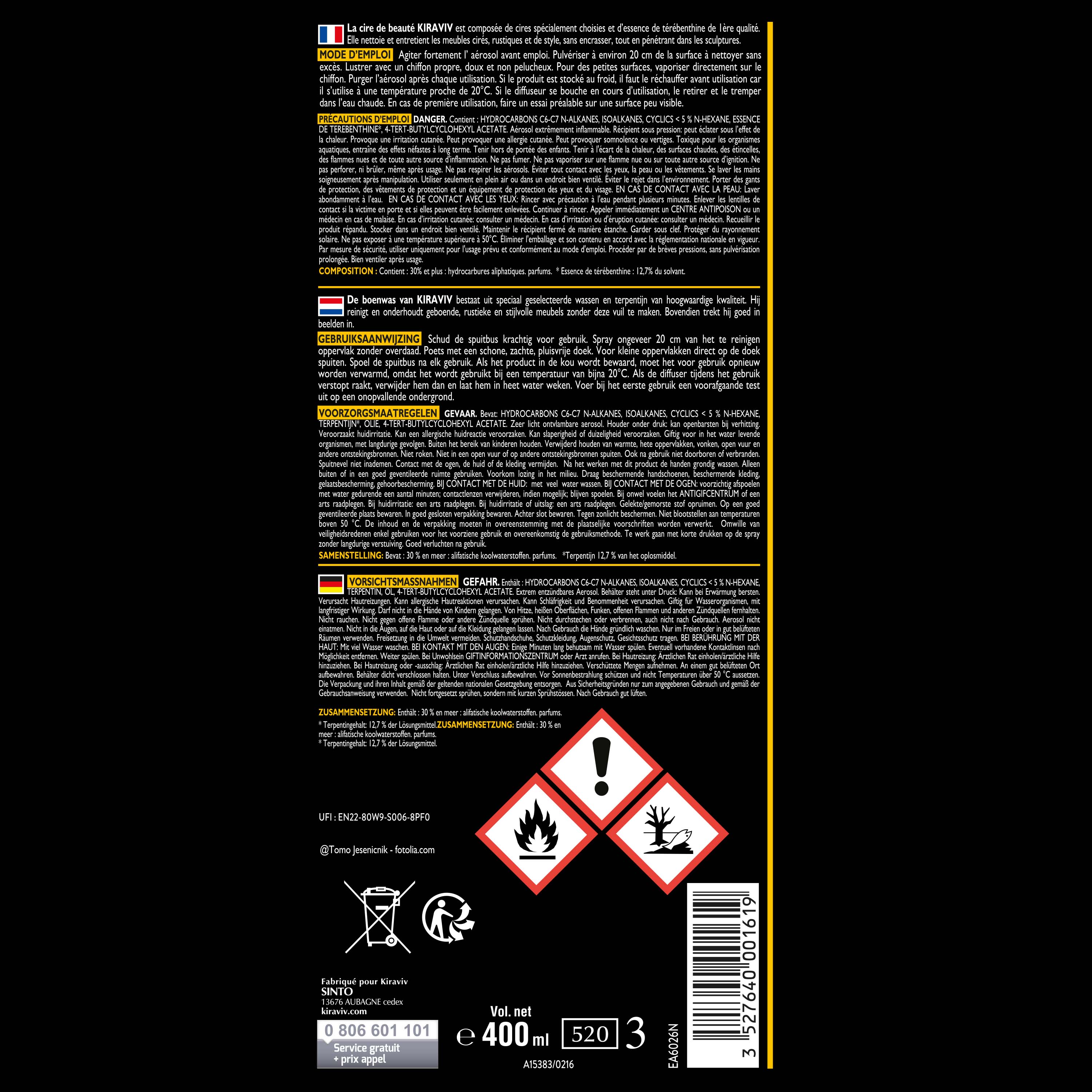 KIRAVIV - Cire de beauté à la térébenthine
 400ml