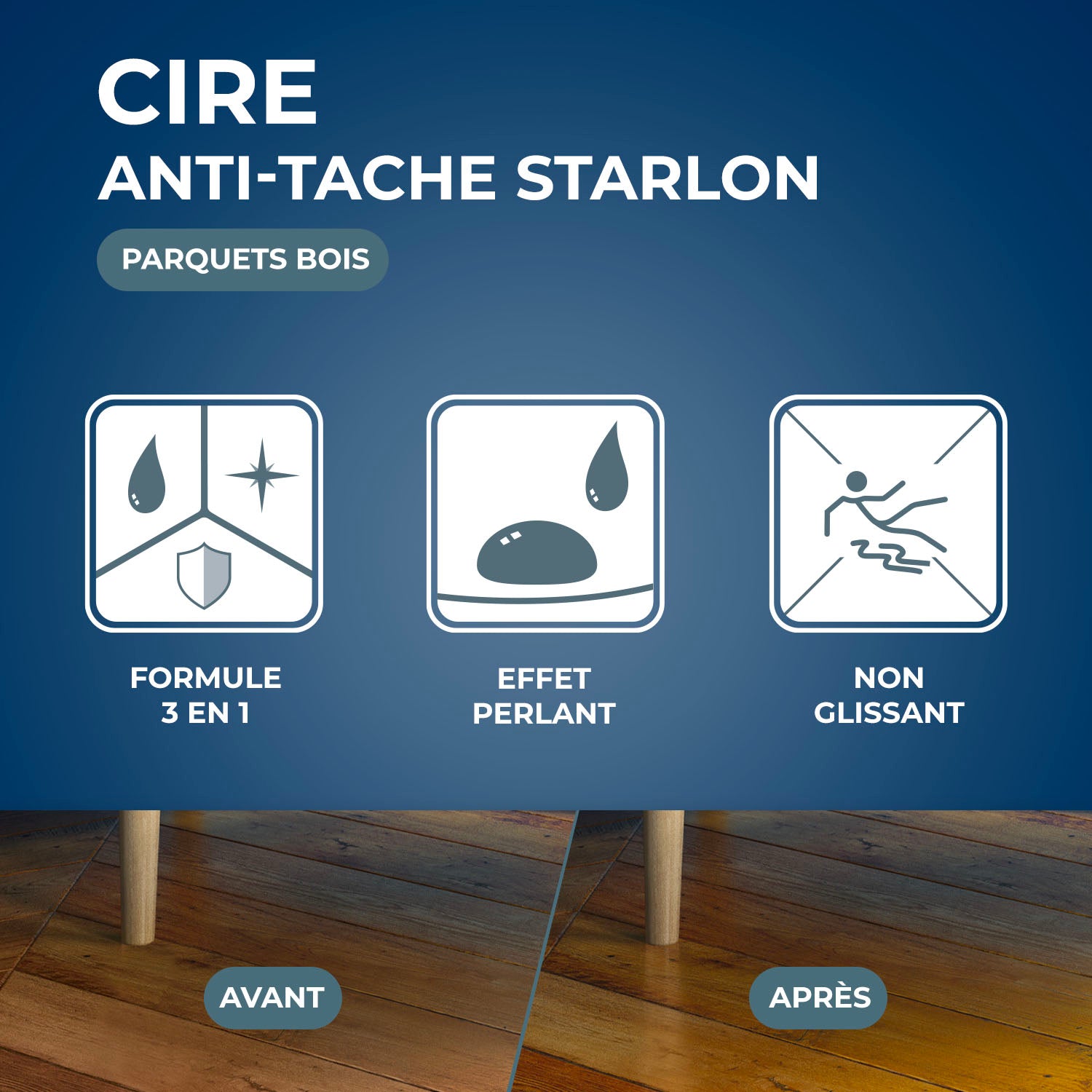 STARWAX - Cire Starlon anti-tache pour parquets cirés 1L Bois clair