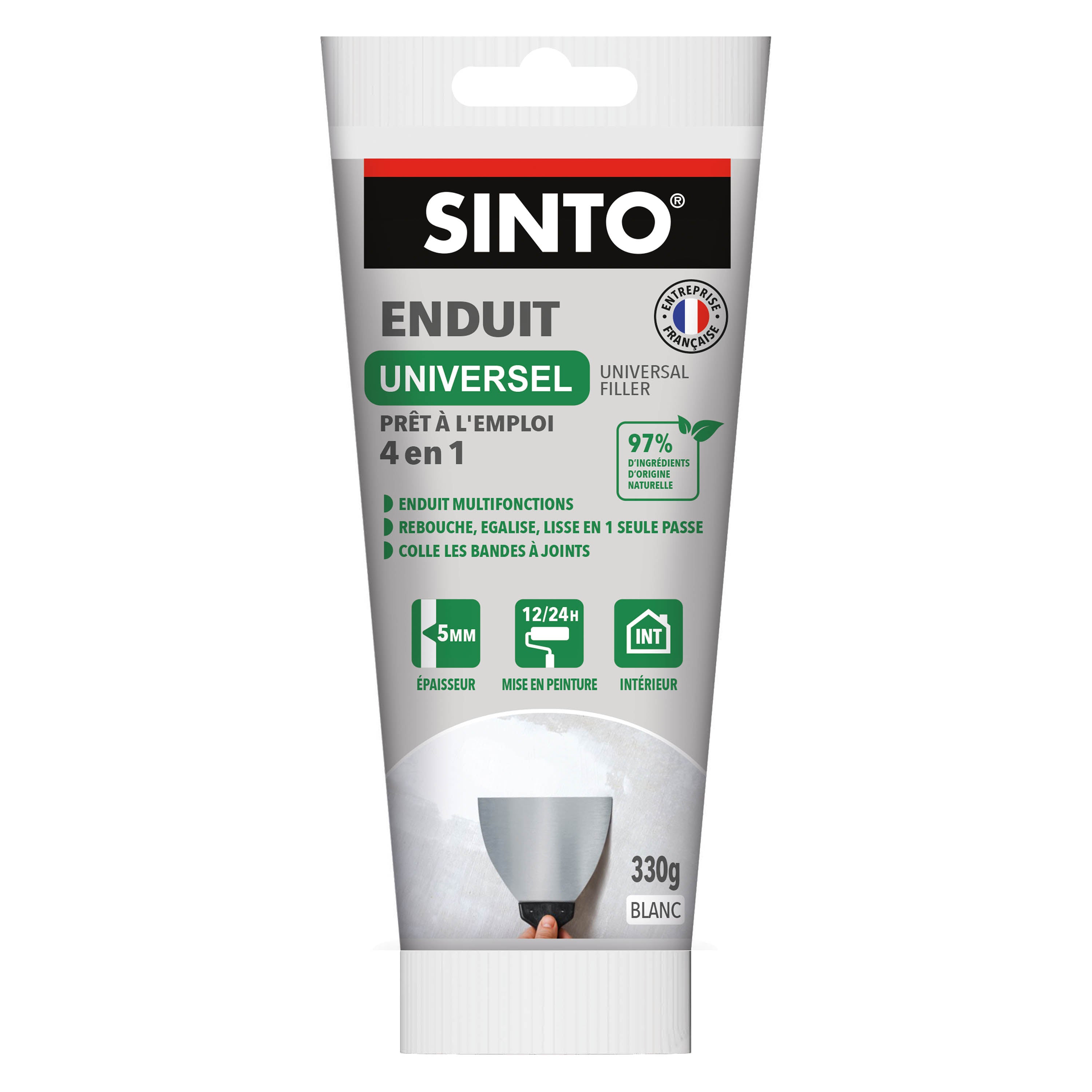 SINTO - Enduit universel pâte 330g Blanc