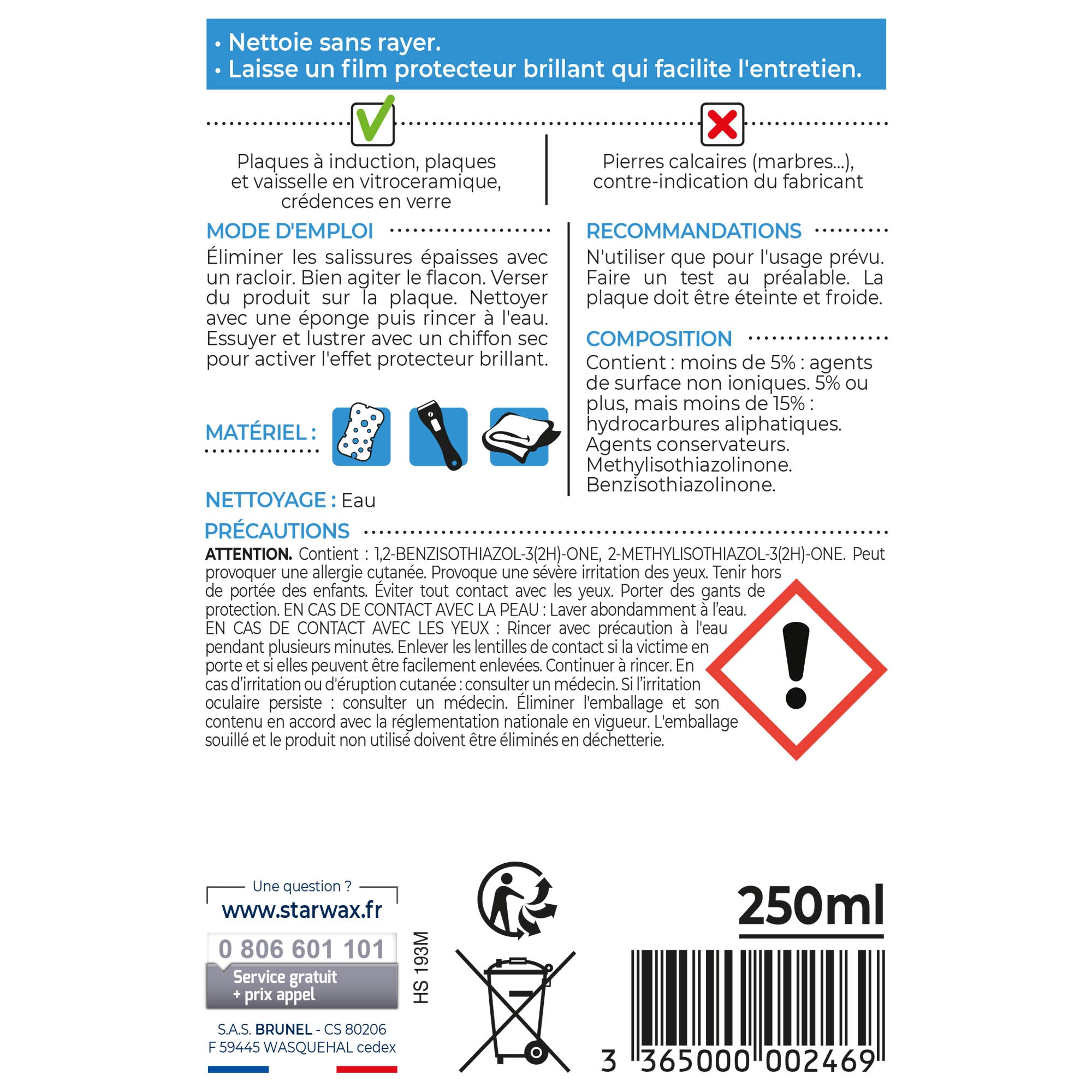 STARWAX - Crème de soin pour vitroceram et induction 250ml