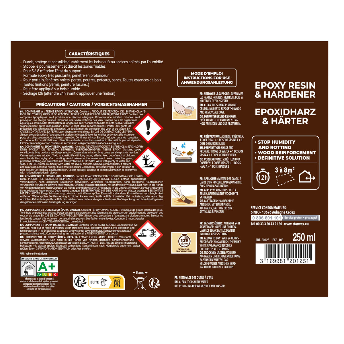 SINTO - Durcit les bois abimés par l'humidité 250g