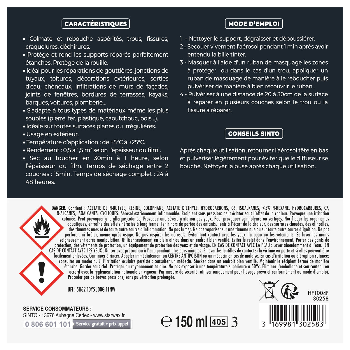 SINTO - Fuites et infiltrations 300ml Noir