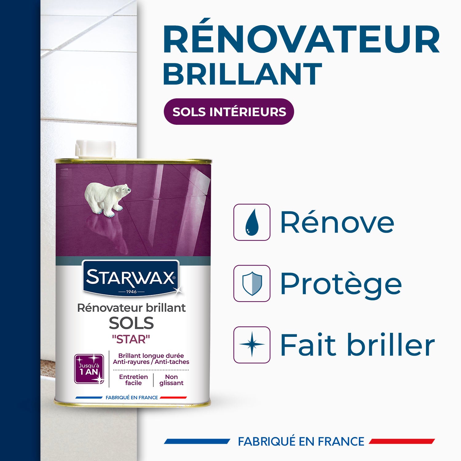 STARWAX - Rénovateur Brillant Star pour sols intérieurs 1L