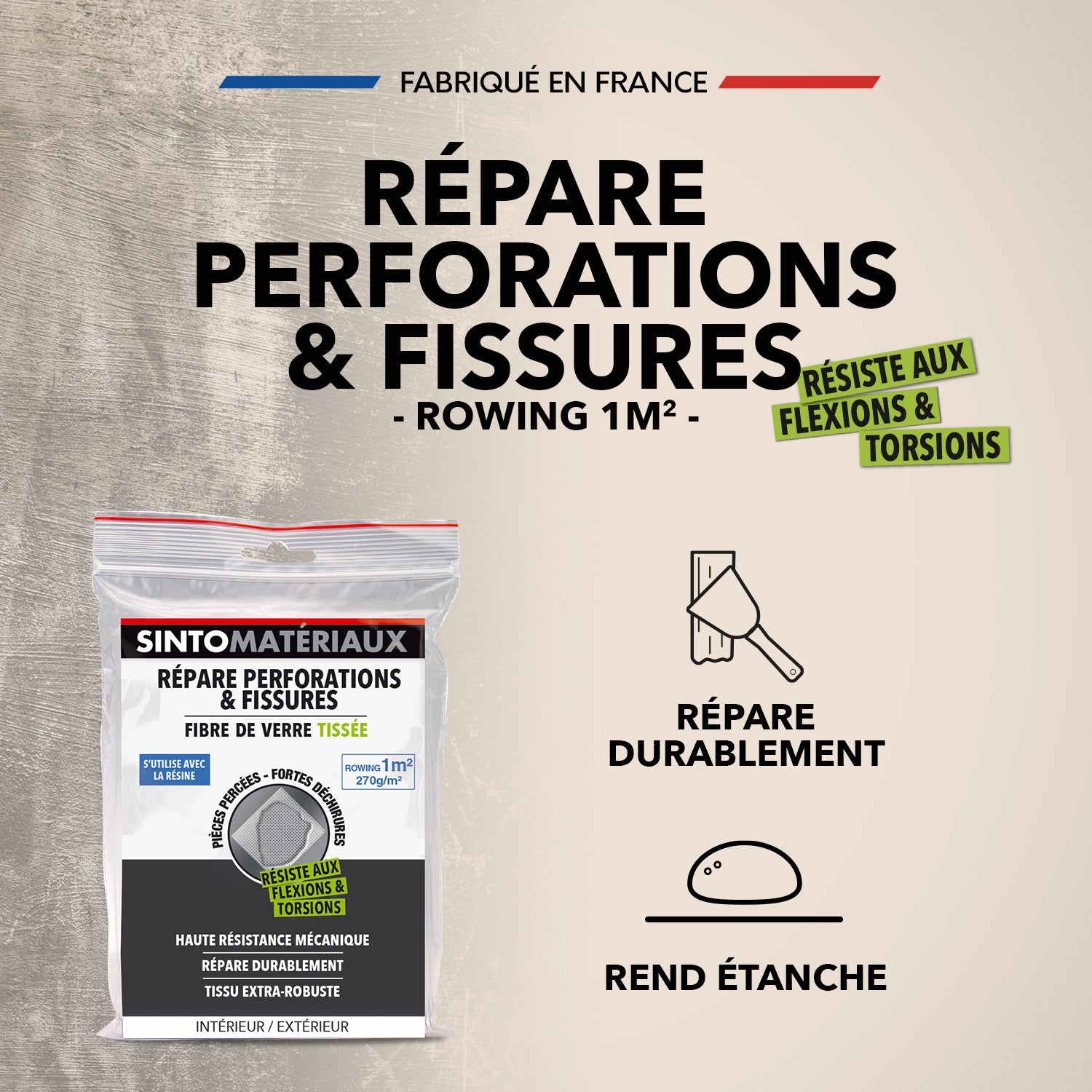 SINTO - Répare perforations (tissu fibre verre tissée 270g) 270g